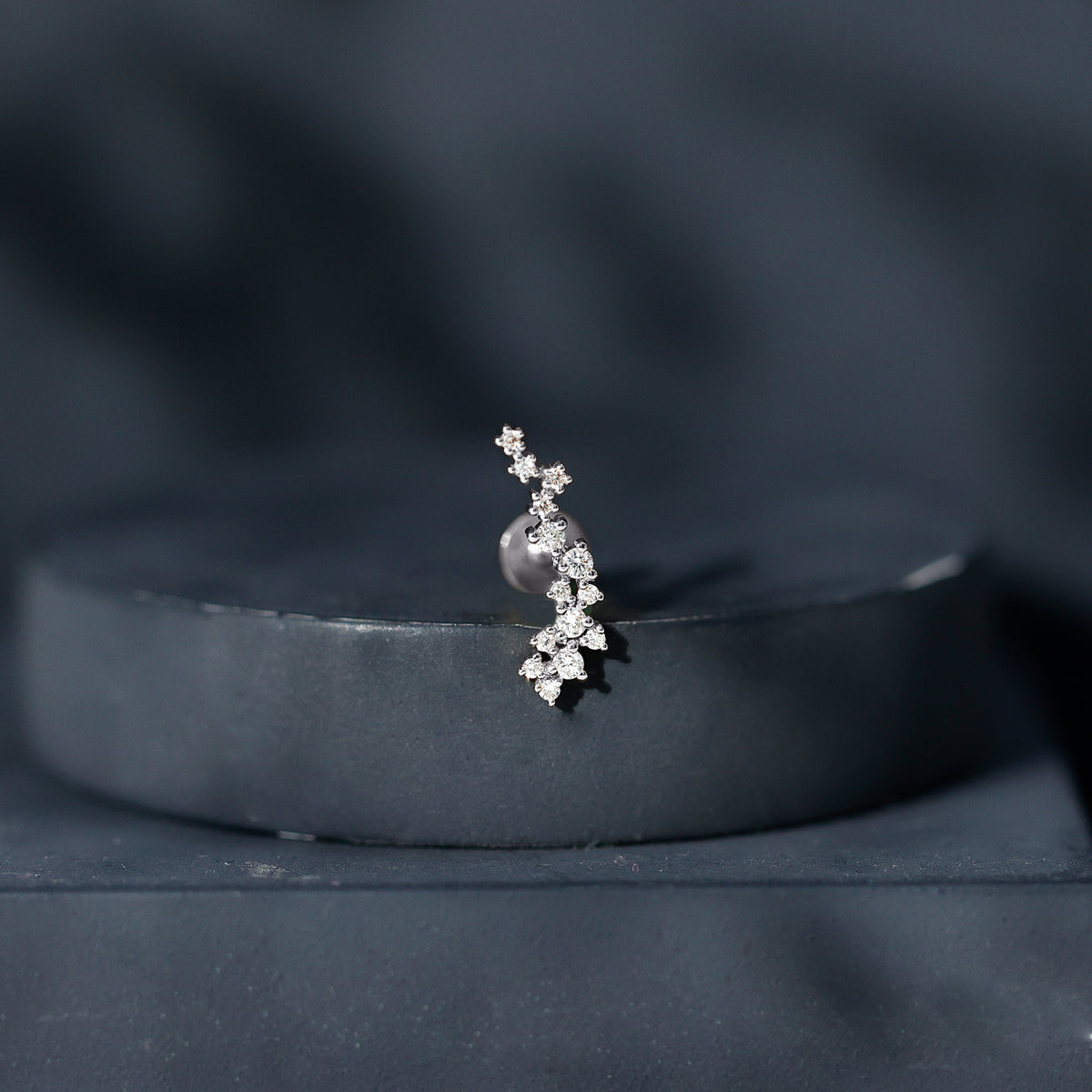 Diamond Cluster Crawler Earring for Helix Piercing Natural - ( HI-SI ) - Rosec Jewels