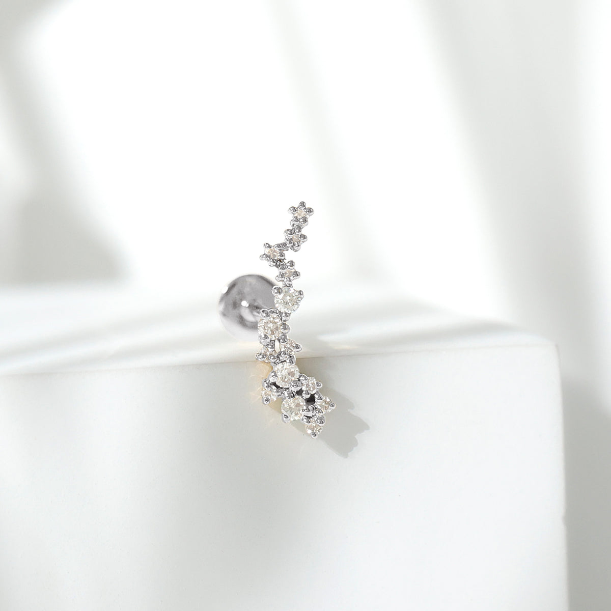Diamond Cluster Crawler Earring for Helix Piercing Natural - ( HI-SI ) - Rosec Jewels