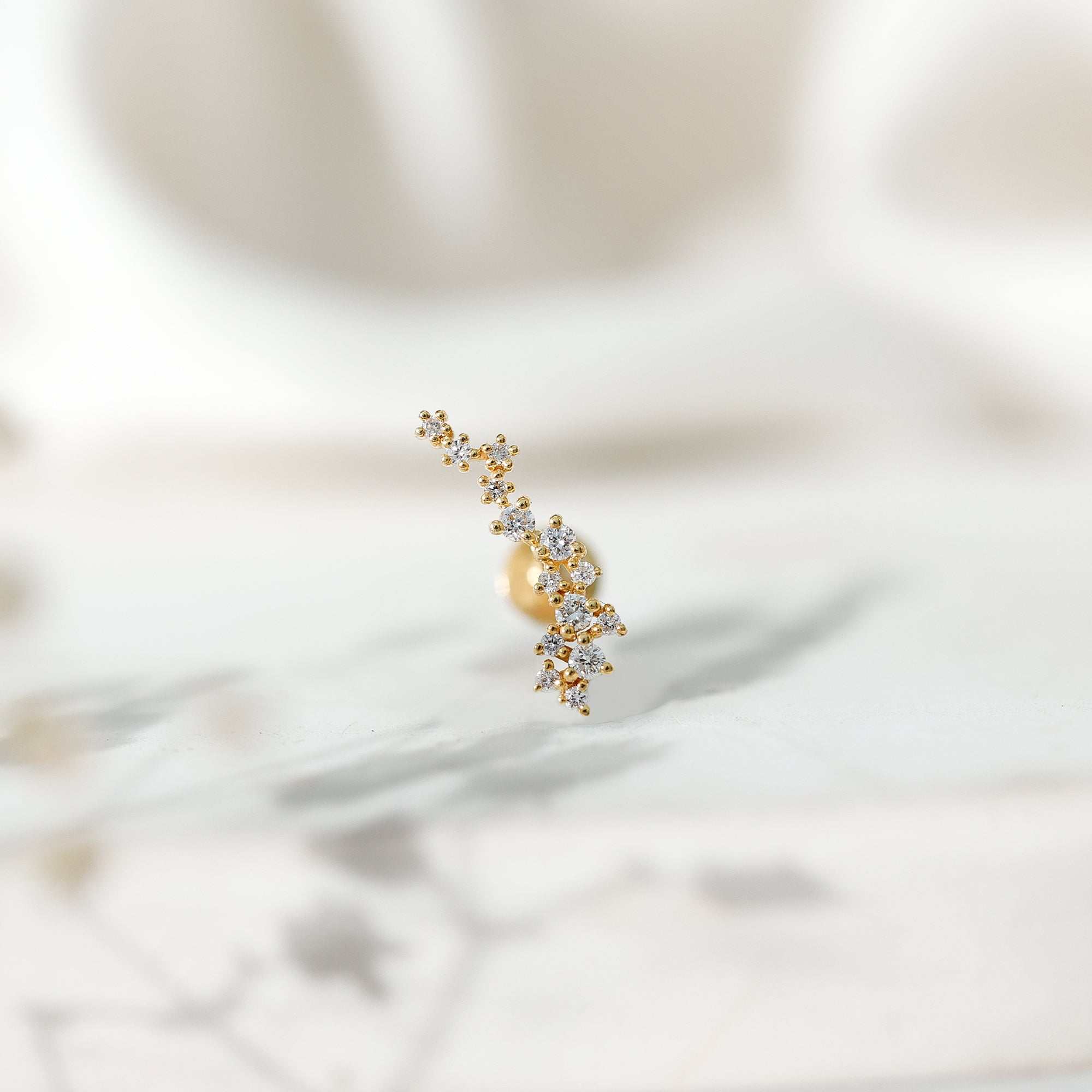 Natural Diamond Cluster Crawler Earring for Helix Piercing Natural - ( HI-SI ) - Rosec Jewels
