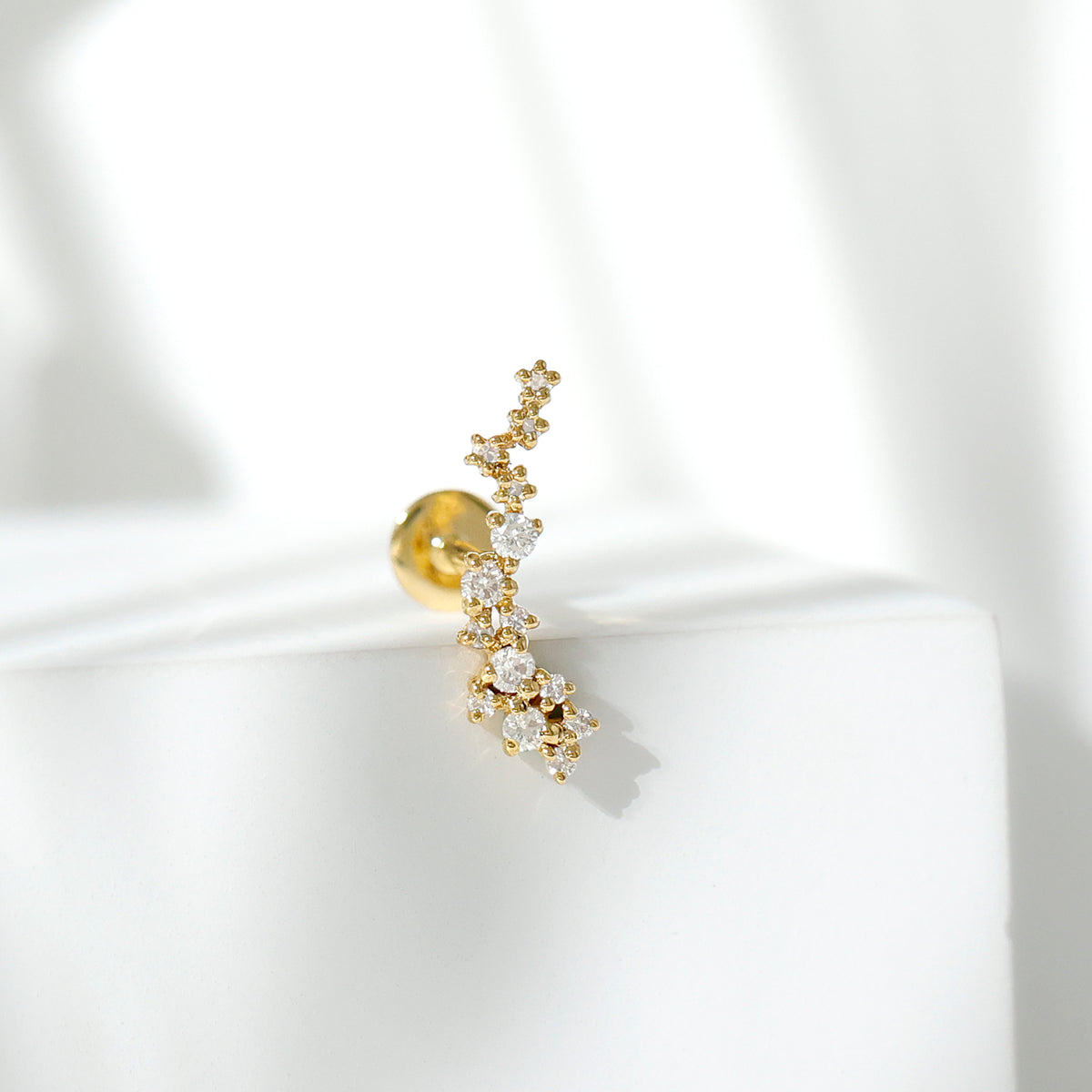 Diamond Cluster Crawler Earring for Helix Piercing Natural - ( HI-SI ) - Rosec Jewels