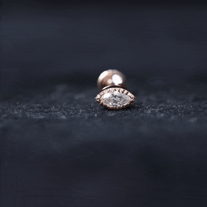 Marquise Moissanite Solitaire Tragus Earring in Bezel Setting D-VS1 - Rosec Jewels