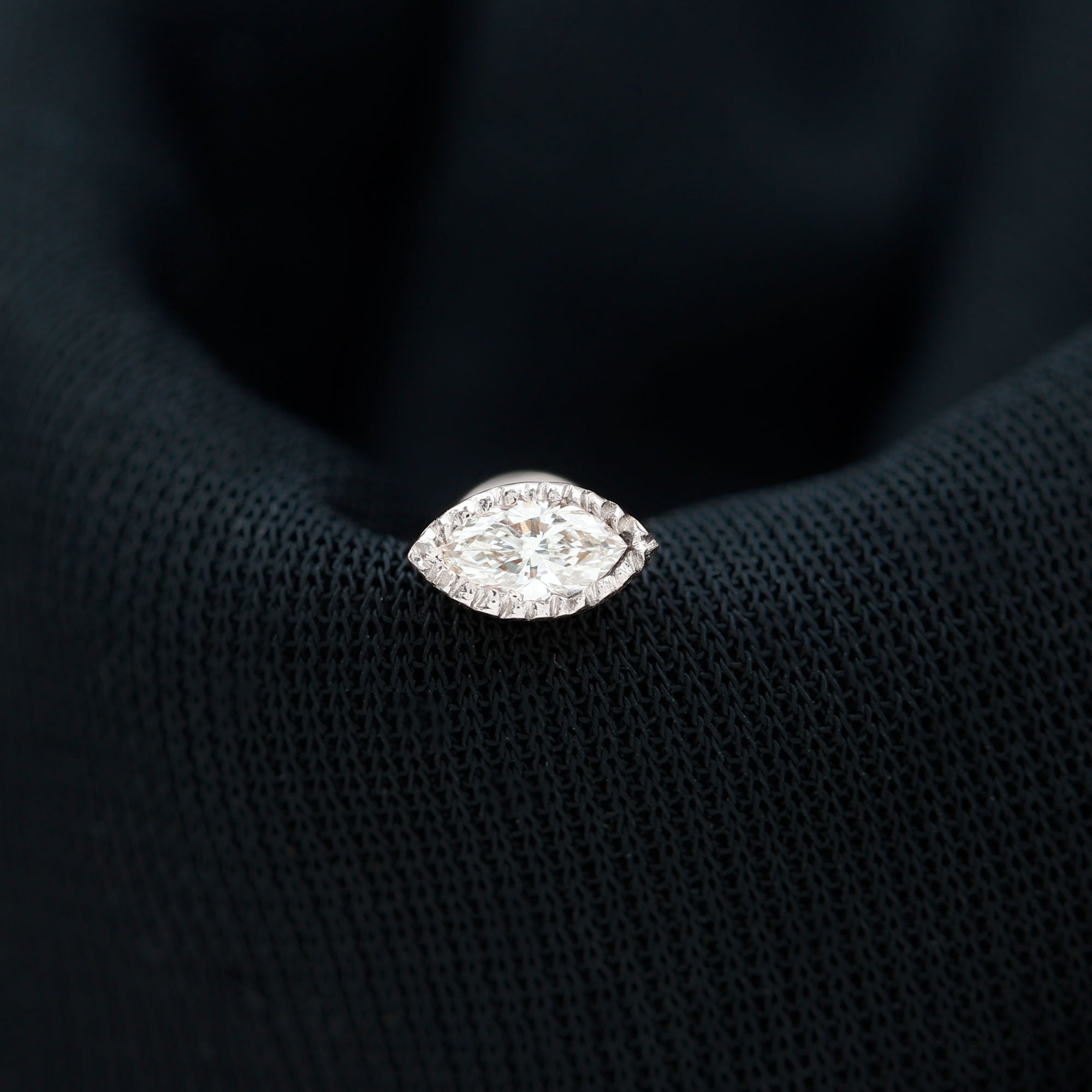 Marquise Moissanite Solitaire Tragus Earring in Bezel Setting D-VS1 - Rosec Jewels