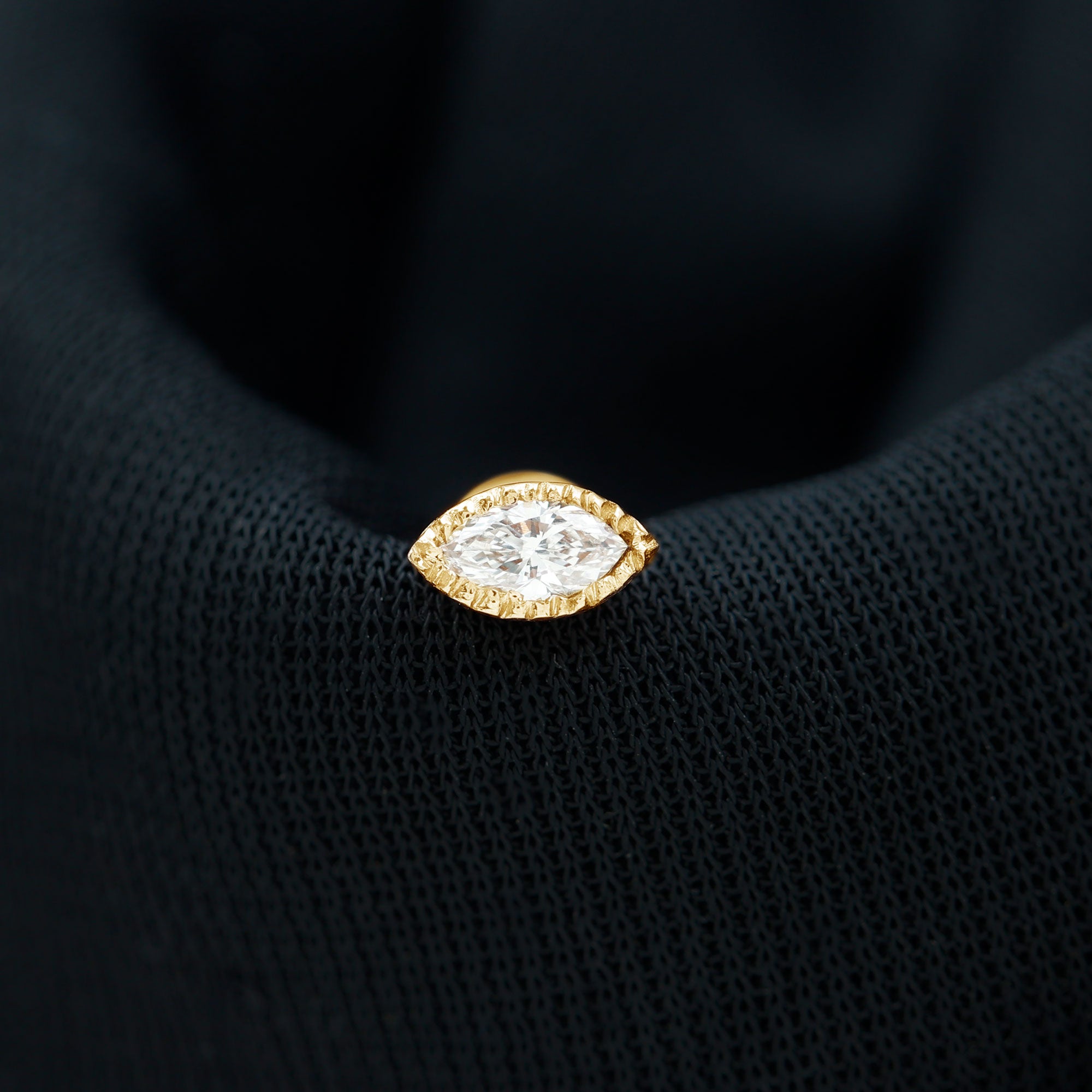 Marquise Moissanite Solitaire Tragus Earring in Bezel Setting D-VS1 - Rosec Jewels