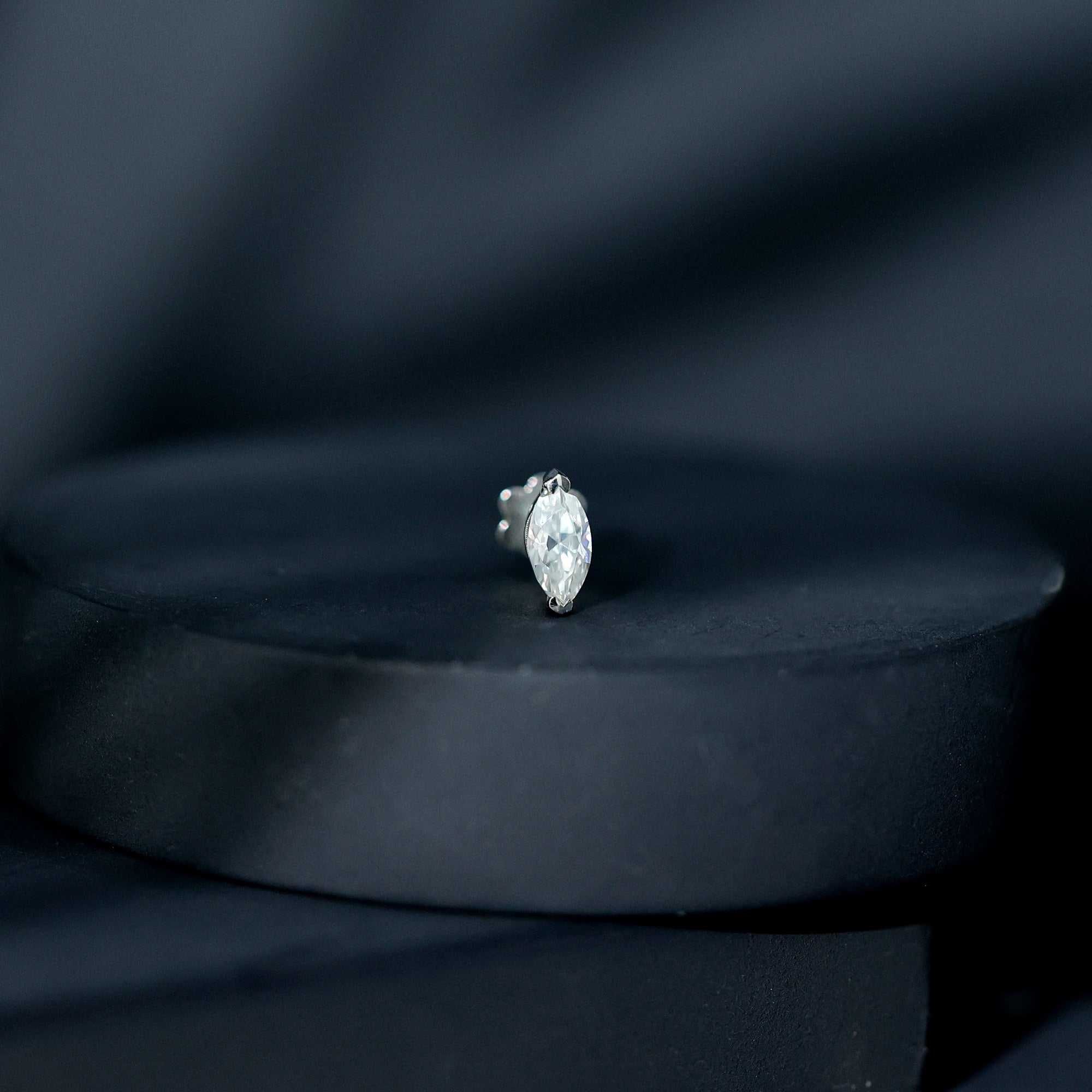 Minimalist Marquise Moissanite Tragus Earring D-VS1 - Rosec Jewels