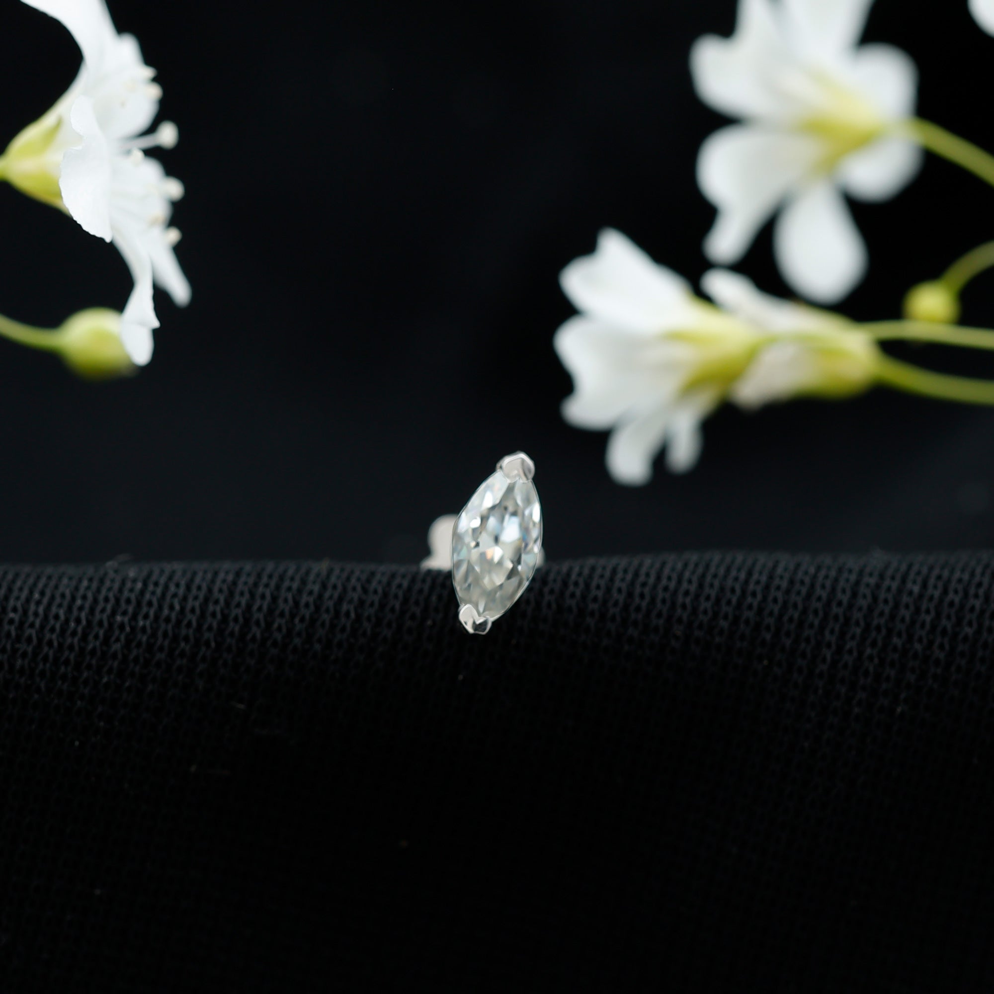 Minimalist Marquise Moissanite Tragus Earring D-VS1 - Rosec Jewels