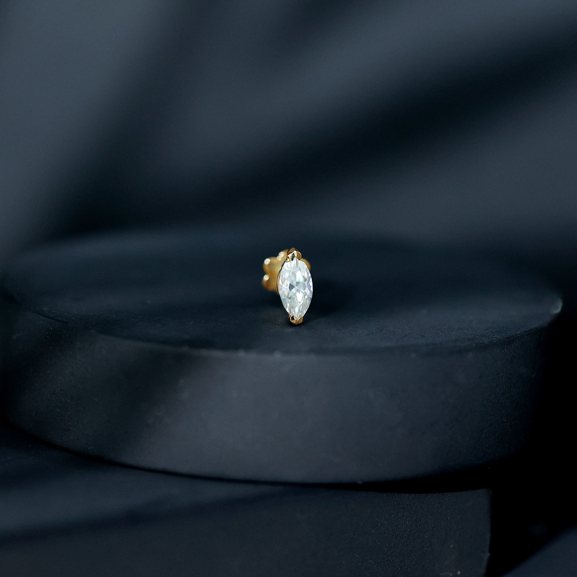 Minimalist Marquise Moissanite Tragus Earring D-VS1 - Rosec Jewels