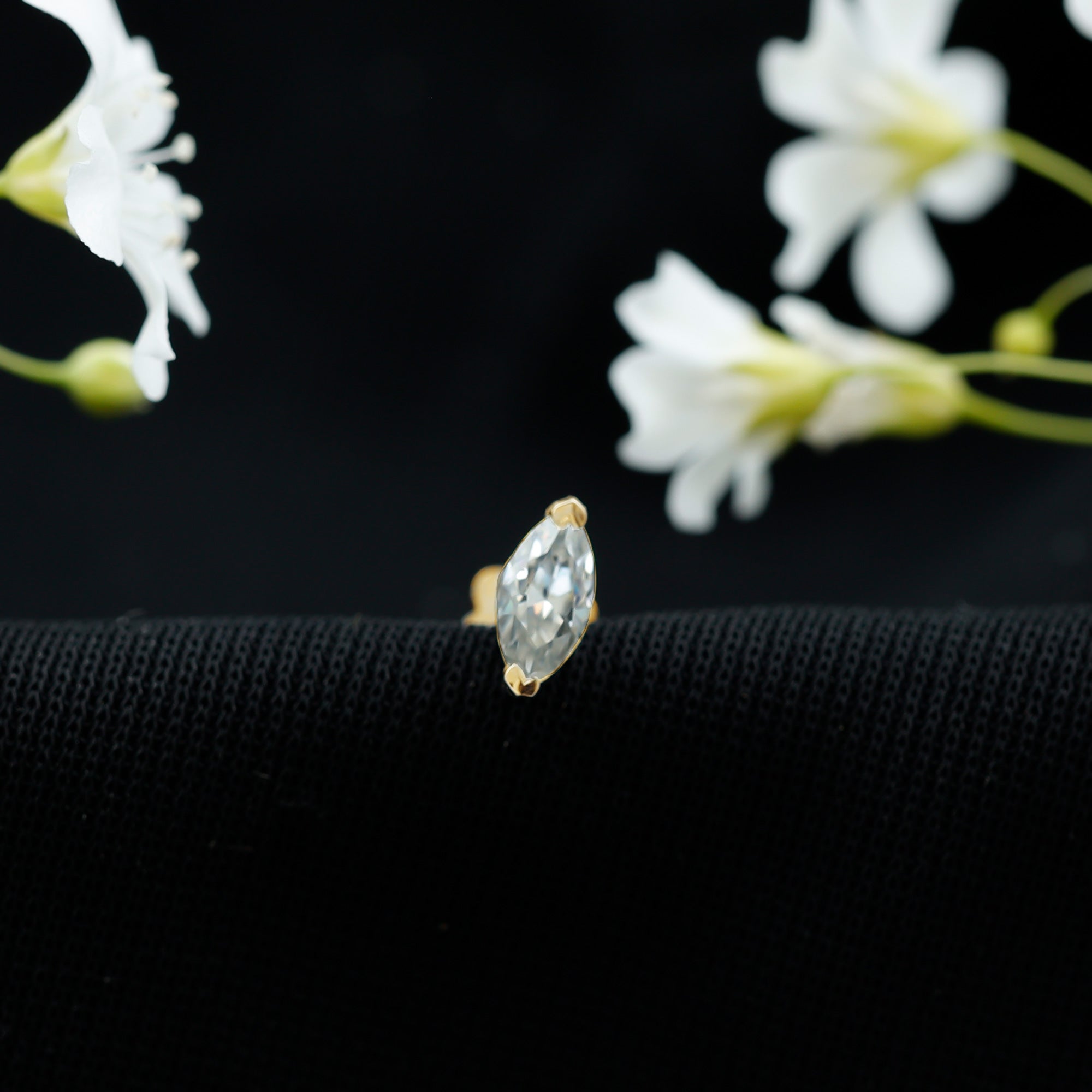 Minimalist Marquise Moissanite Tragus Earring D-VS1 - Rosec Jewels