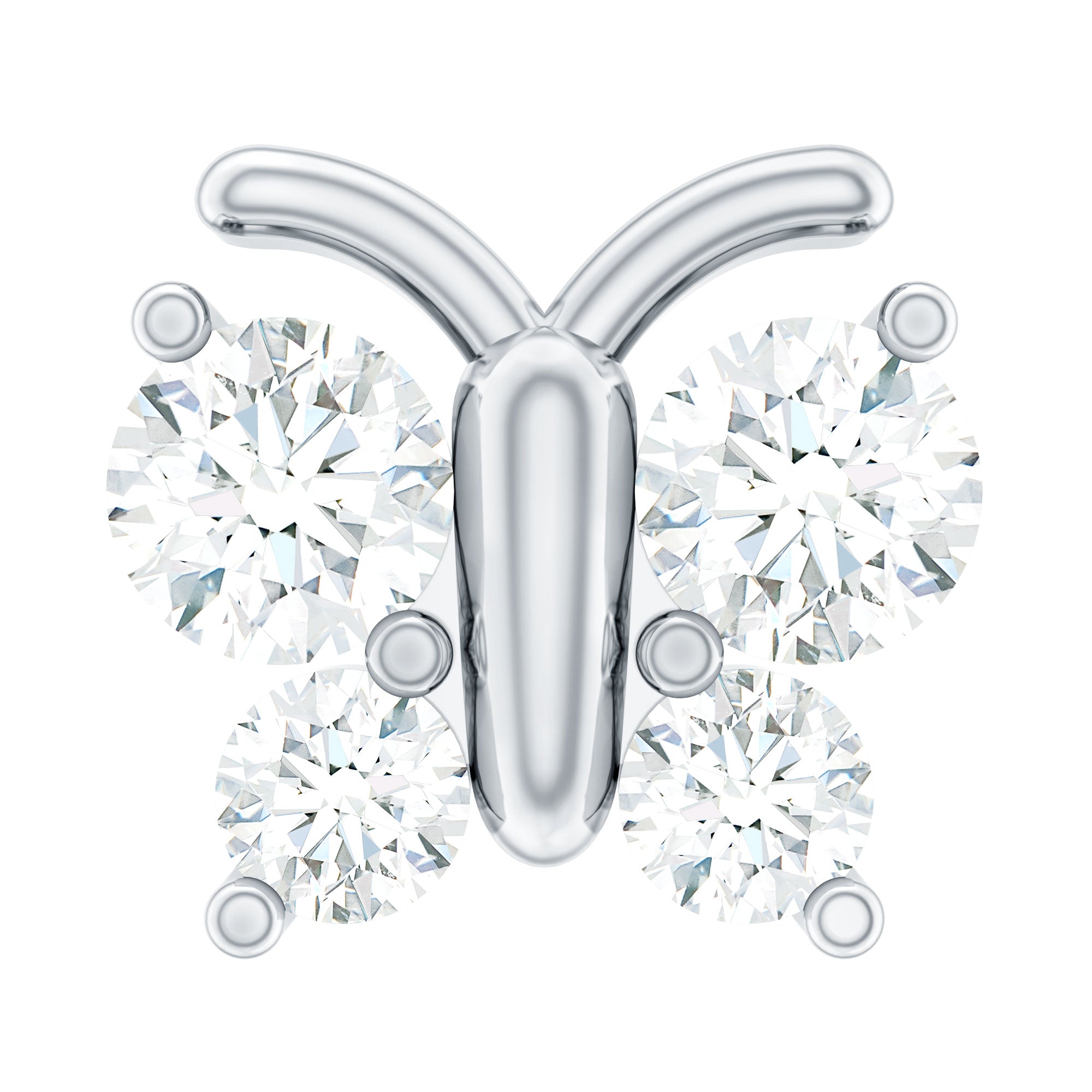 Natural Diamond Butterfly Earring for Cartilage Piercing Natural - ( HI-SI ) - Rosec Jewels