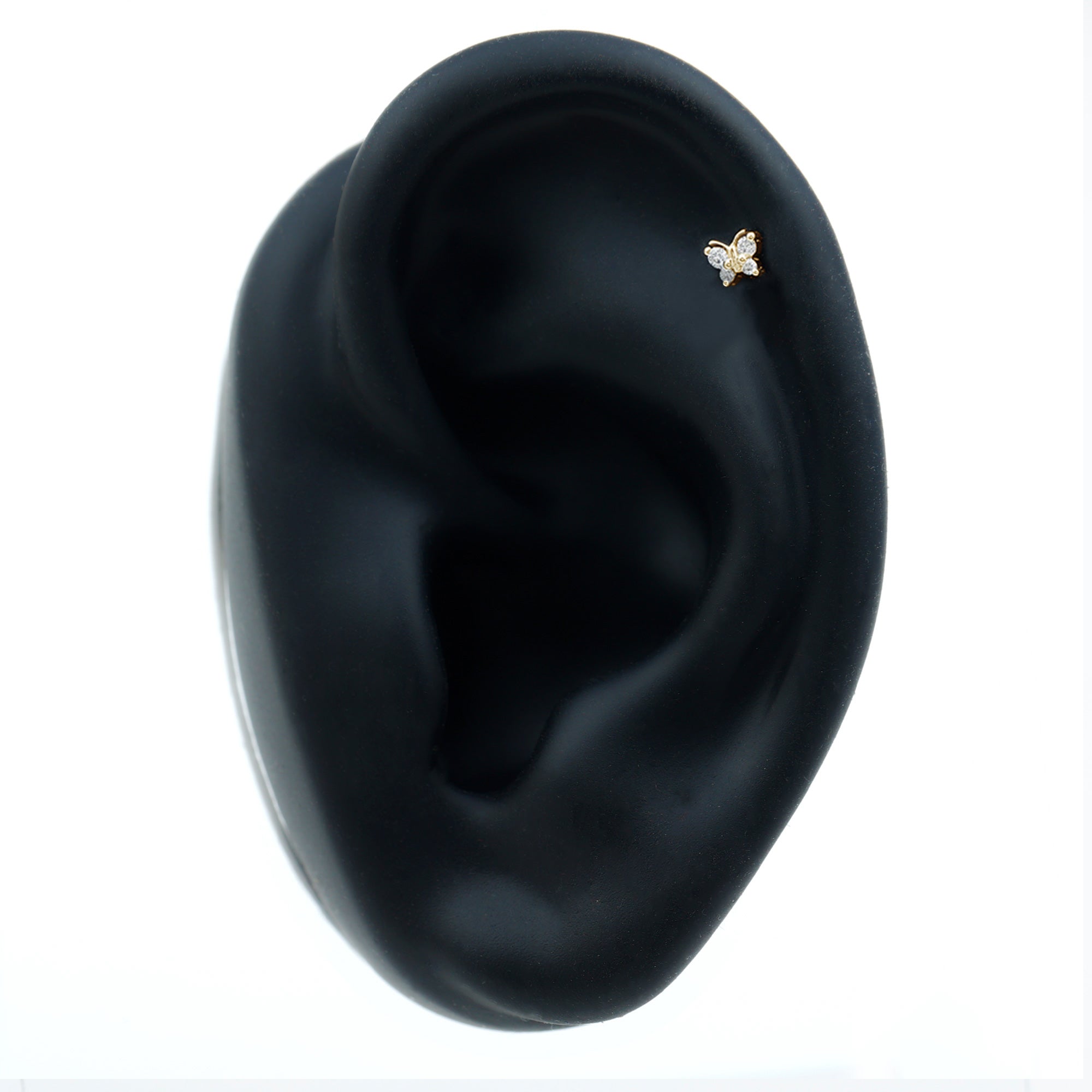 Natural Diamond Butterfly Earring for Cartilage Piercing Natural - ( HI-SI ) - Rosec Jewels