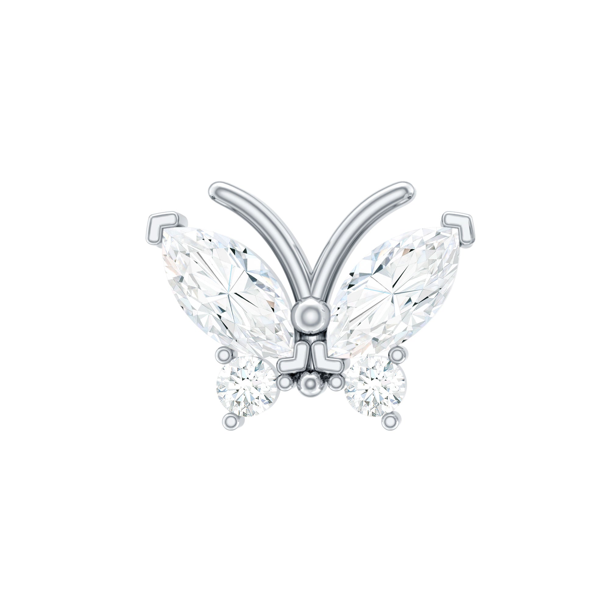 Natural Diamond Butterfly Earring for Helix Piercing Natural - ( HI-SI ) - Rosec Jewels
