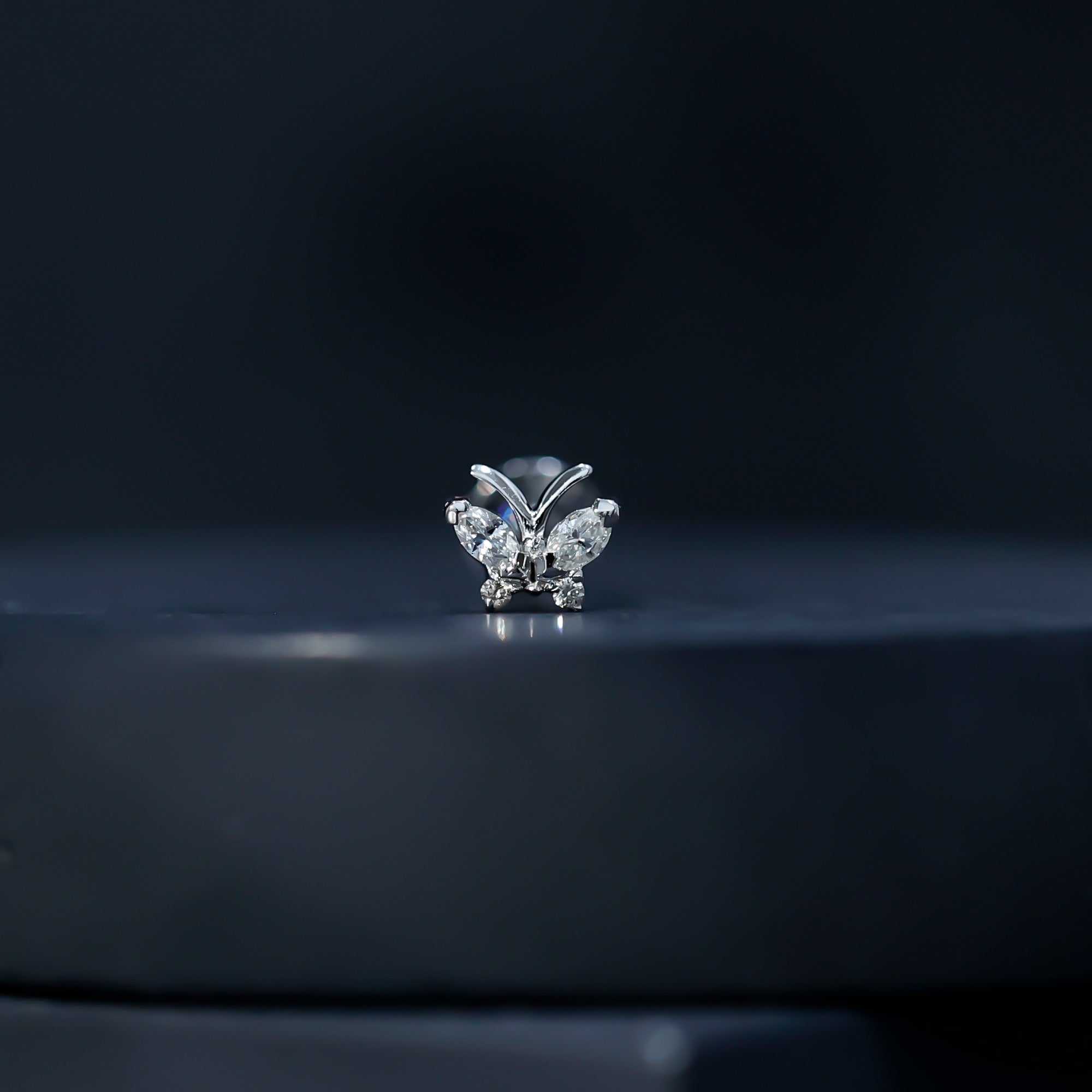 Natural Diamond Butterfly Earring for Helix Piercing Natural - ( HI-SI ) - Rosec Jewels