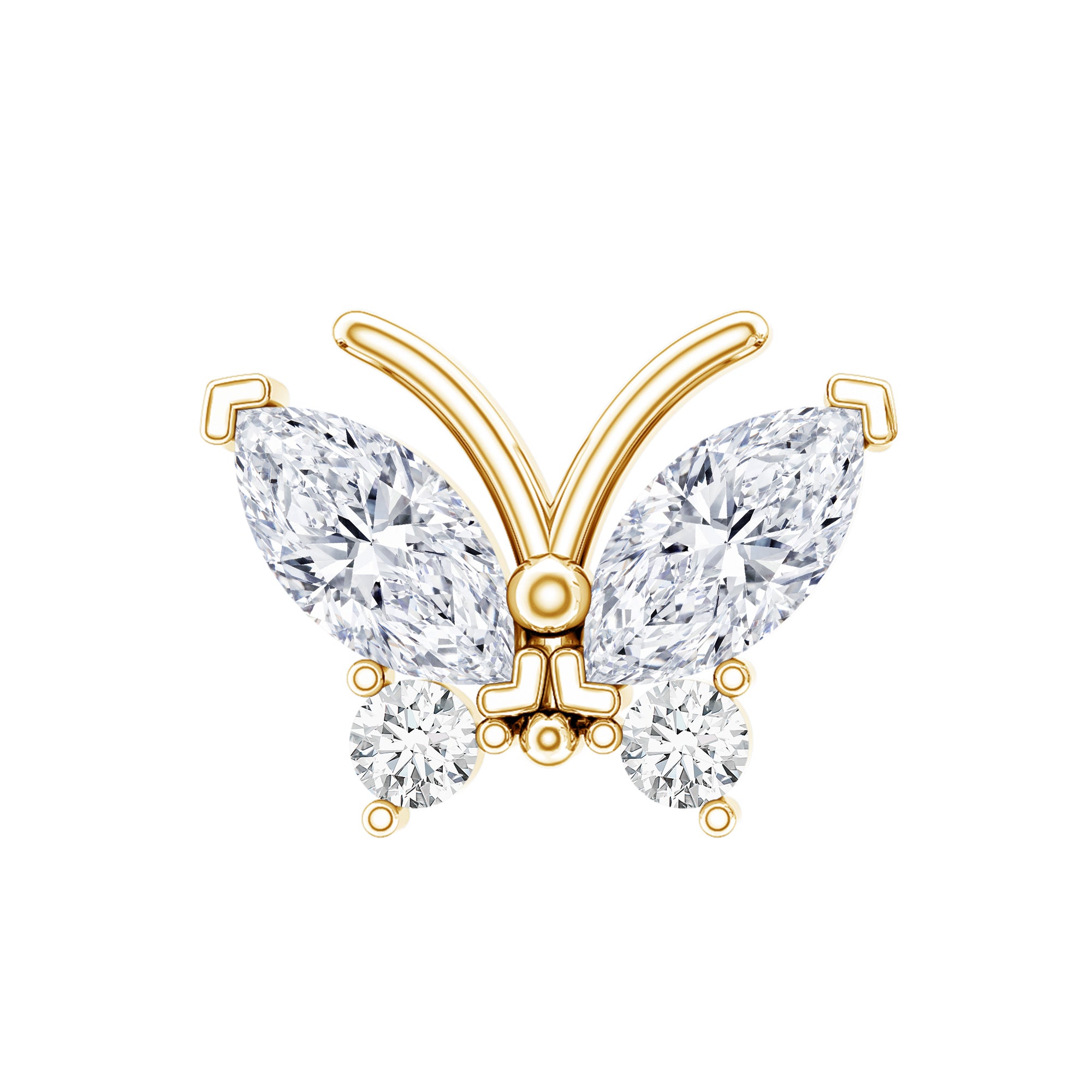 Natural Diamond Butterfly Earring for Helix Piercing Natural - ( HI-SI ) - Rosec Jewels