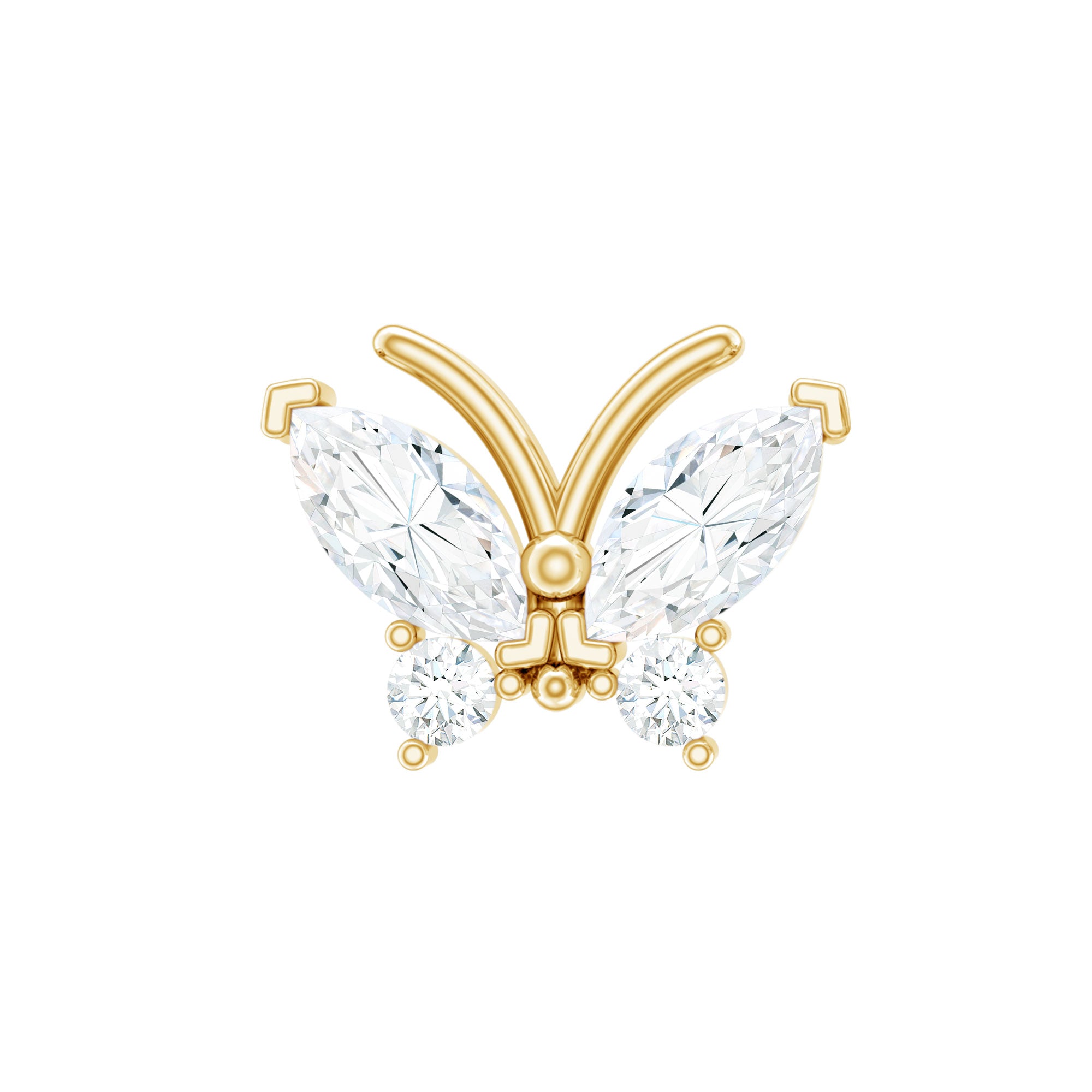 Natural Diamond Butterfly Earring for Helix Piercing Natural - ( HI-SI ) - Rosec Jewels