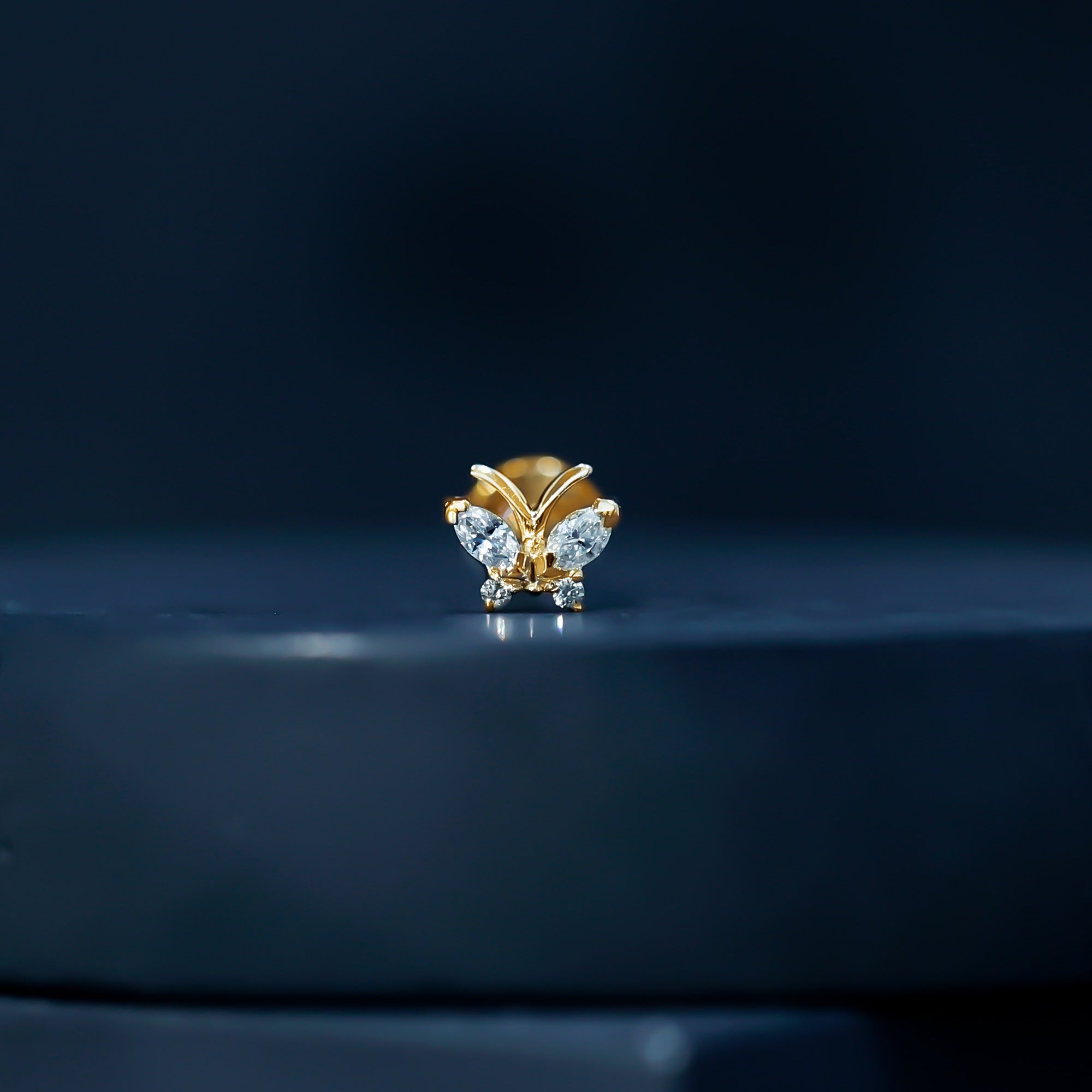 Natural Diamond Butterfly Earring for Helix Piercing Natural - ( HI-SI ) - Rosec Jewels