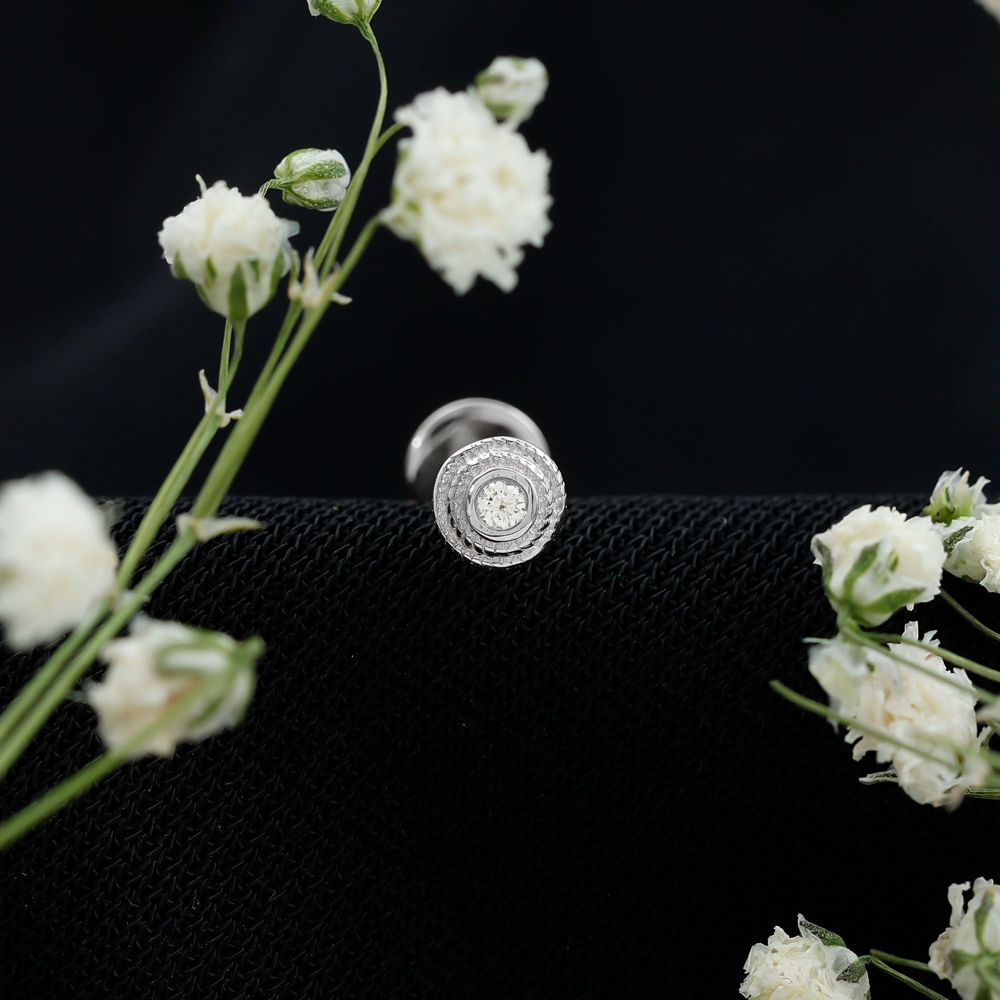 Minimal Diamond Conch Earring in Bezel Setting Natural - ( HI-SI ) - Rosec Jewels