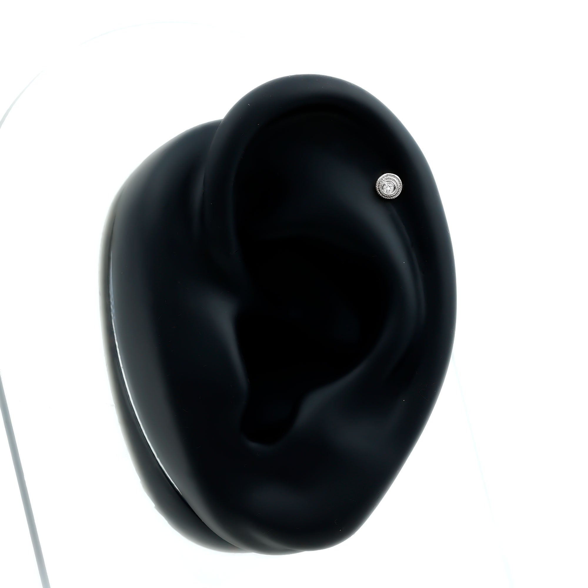 Minimal Diamond Conch Earring in Bezel Setting Natural - ( HI-SI ) - Rosec Jewels