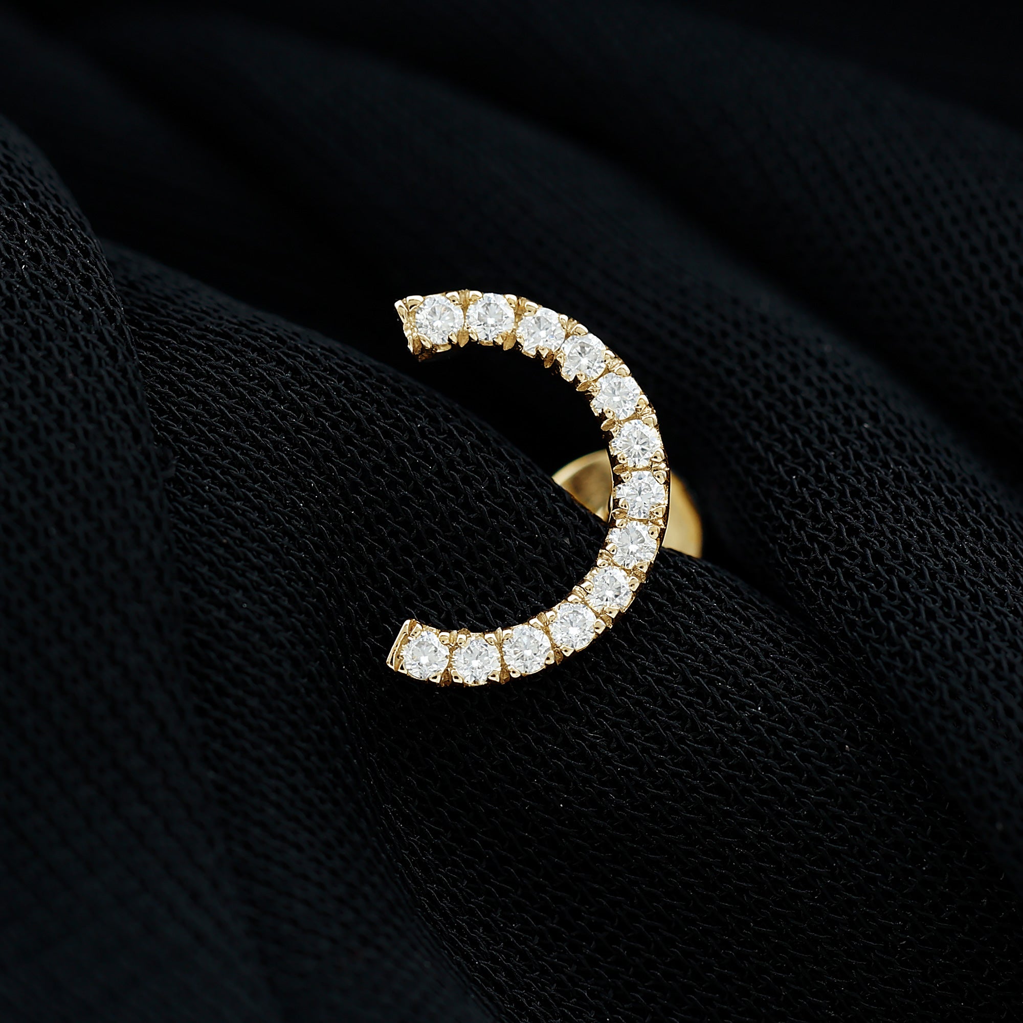 Moissanite Half Circle Earring for Helix Piercing D-VS1 - Rosec Jewels