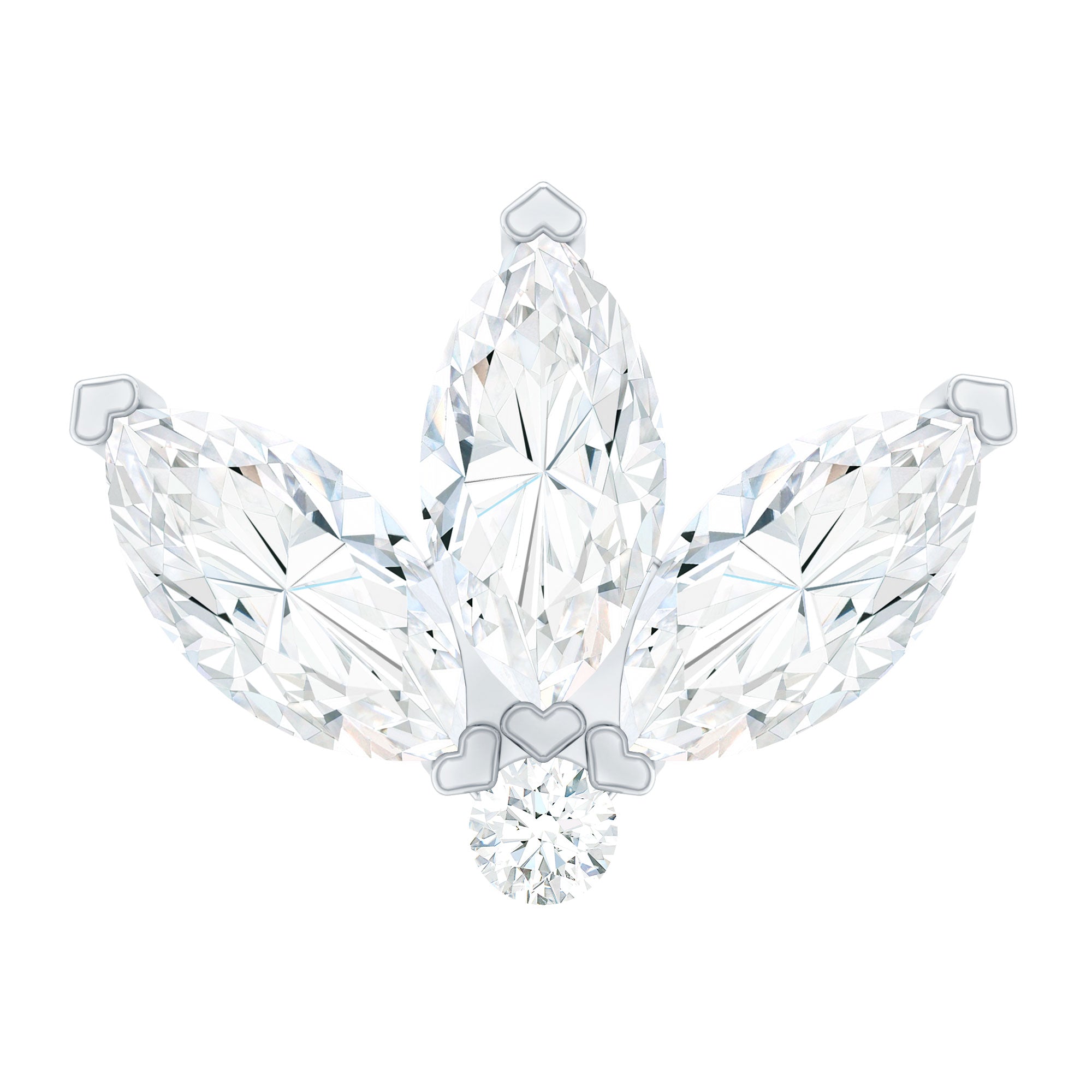 Marquise Moissanite Lotus Flower Helix Earring