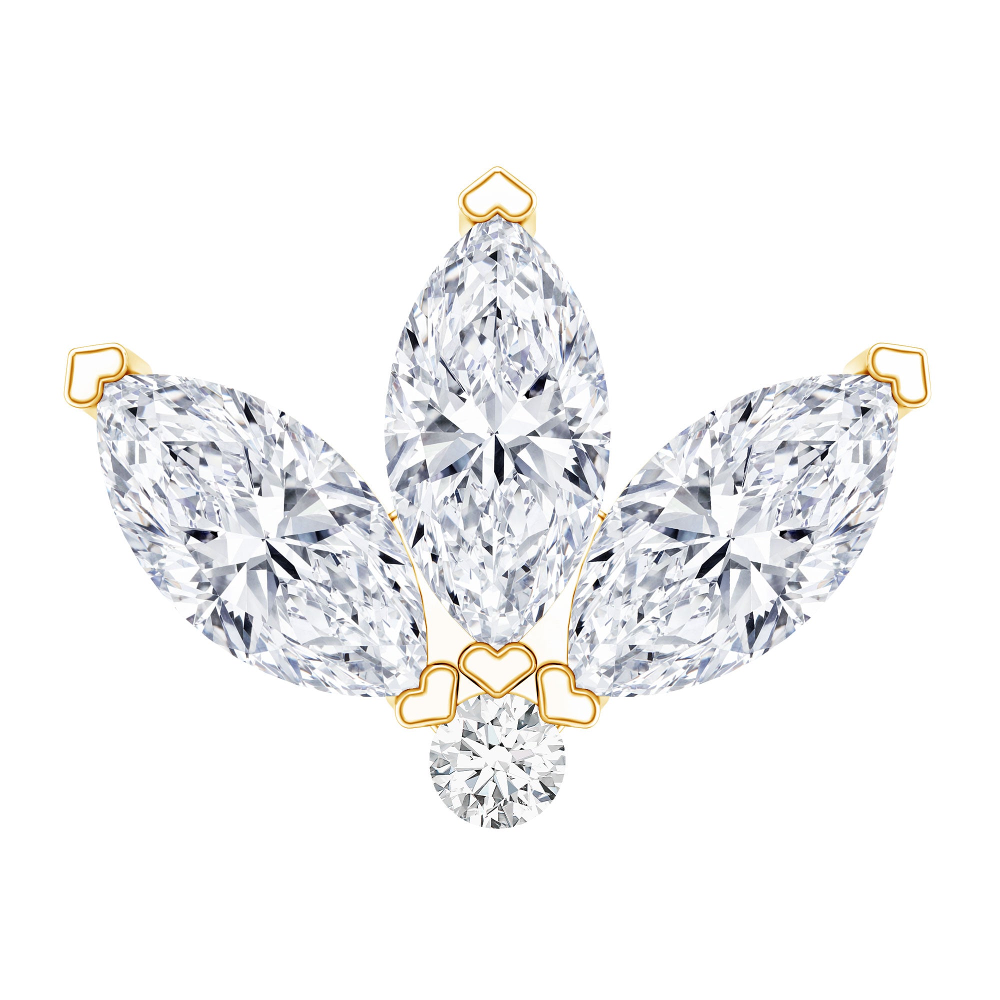 Marquise Moissanite Lotus Flower Helix Earring D-VS1 - Rosec Jewels