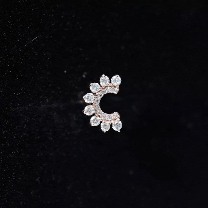 Certified Moissanite Cluster Curved Conch Earring D-VS1 - Rosec Jewels