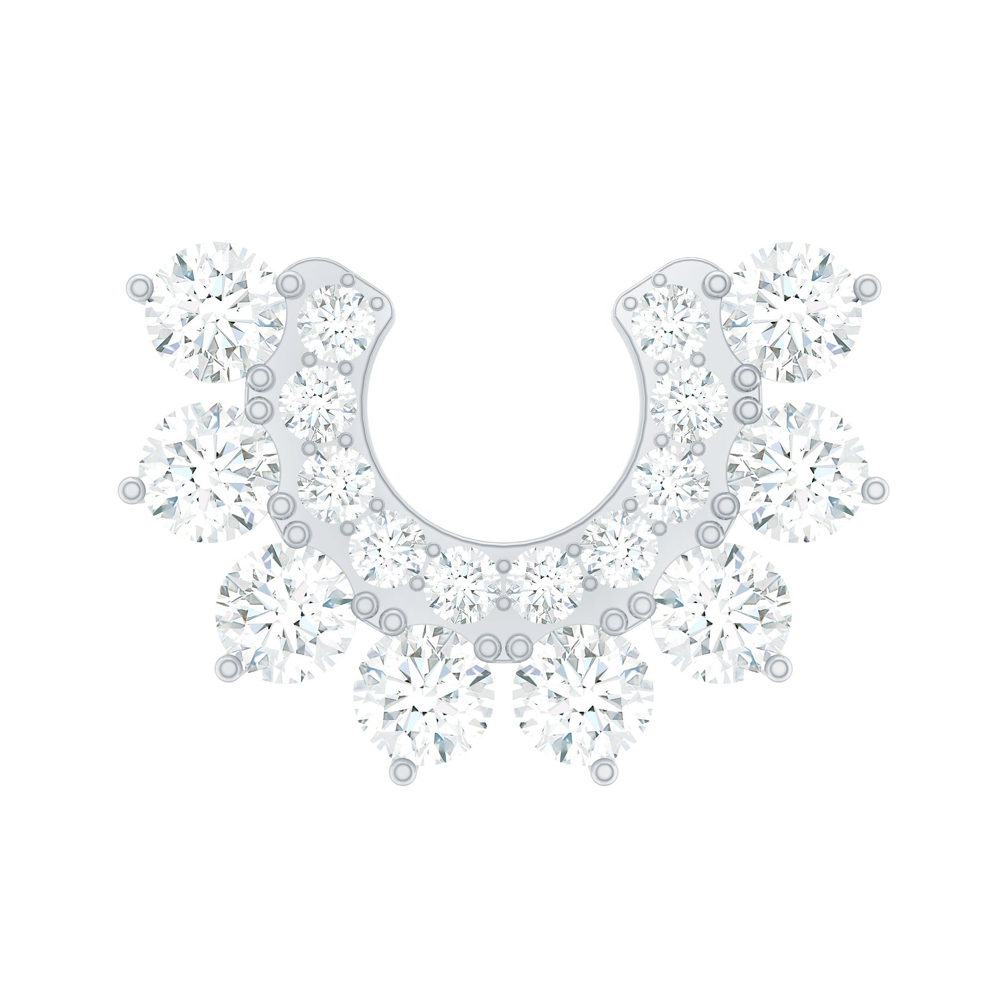 Certified Moissanite Cluster Curved Conch Earring D-VS1 - Rosec Jewels