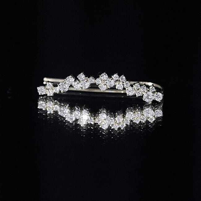 Certified Round Moissanite Cluster Climber Earring D-VS1 - Rosec Jewels