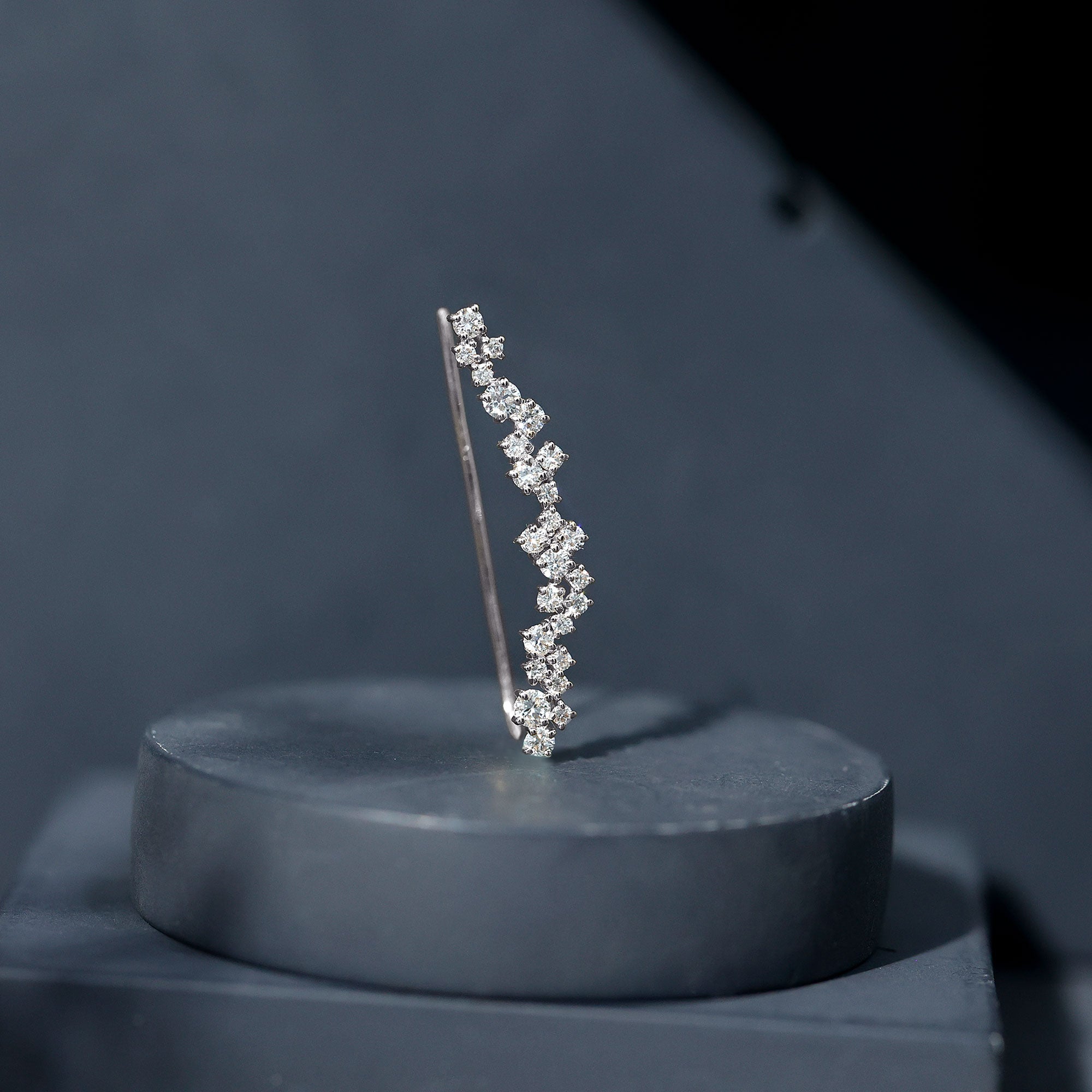 Certified Round Moissanite Cluster Climber Earring D-VS1 - Rosec Jewels