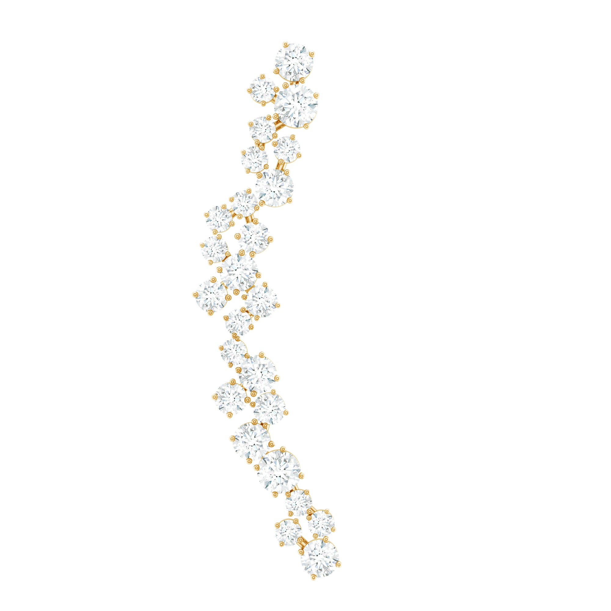Certified Round Moissanite Cluster Climber Earring D-VS1 - Rosec Jewels
