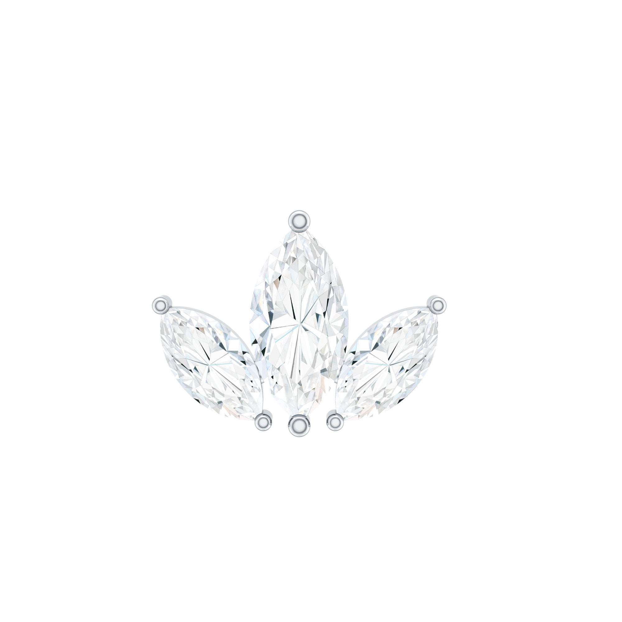 Marquise Cut Diamond Lotus Flower Earring for Helix Piercing Natural - ( HI-SI ) - Rosec Jewels