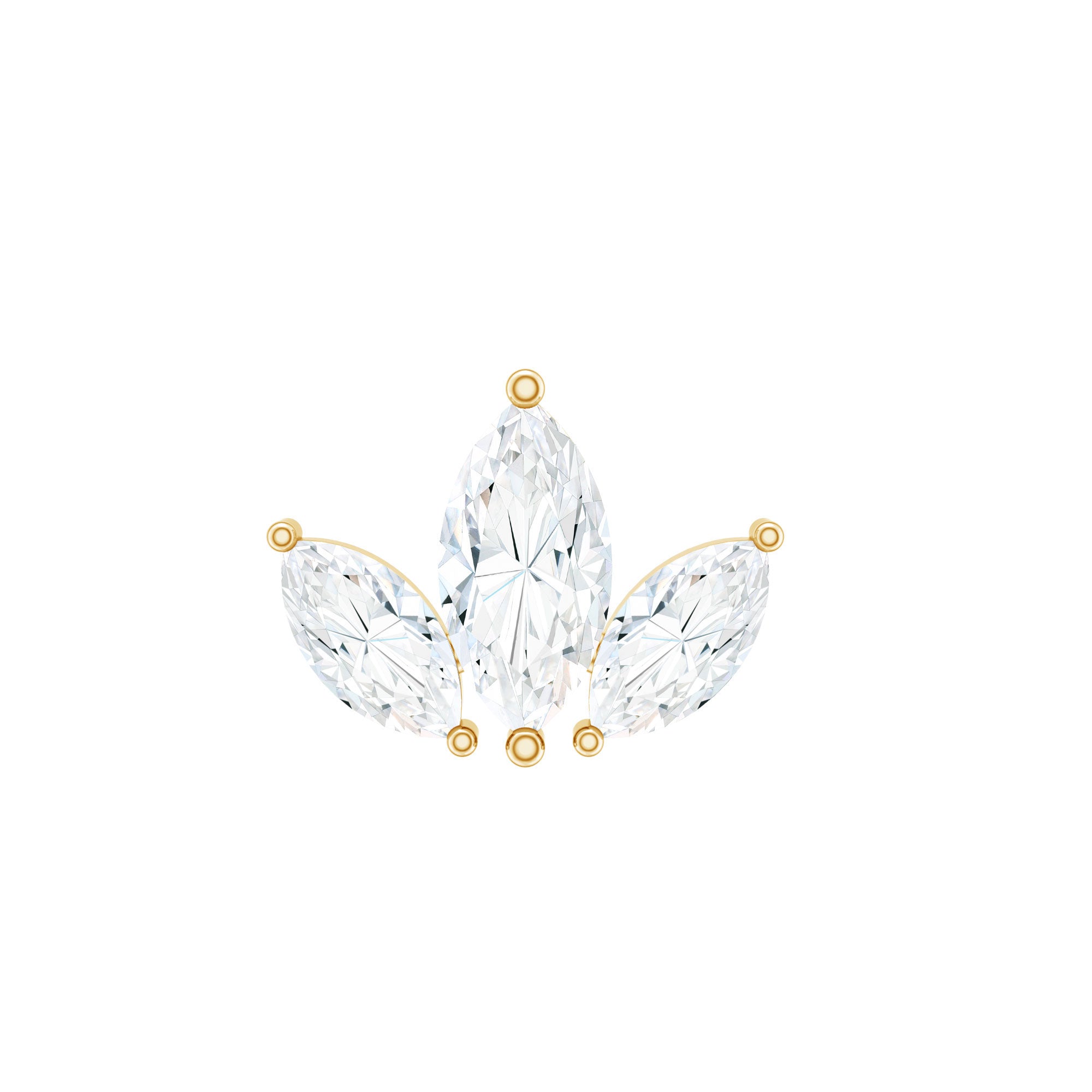 Marquise Cut Diamond Lotus Flower Earring for Helix Piercing Natural - ( HI-SI ) - Rosec Jewels