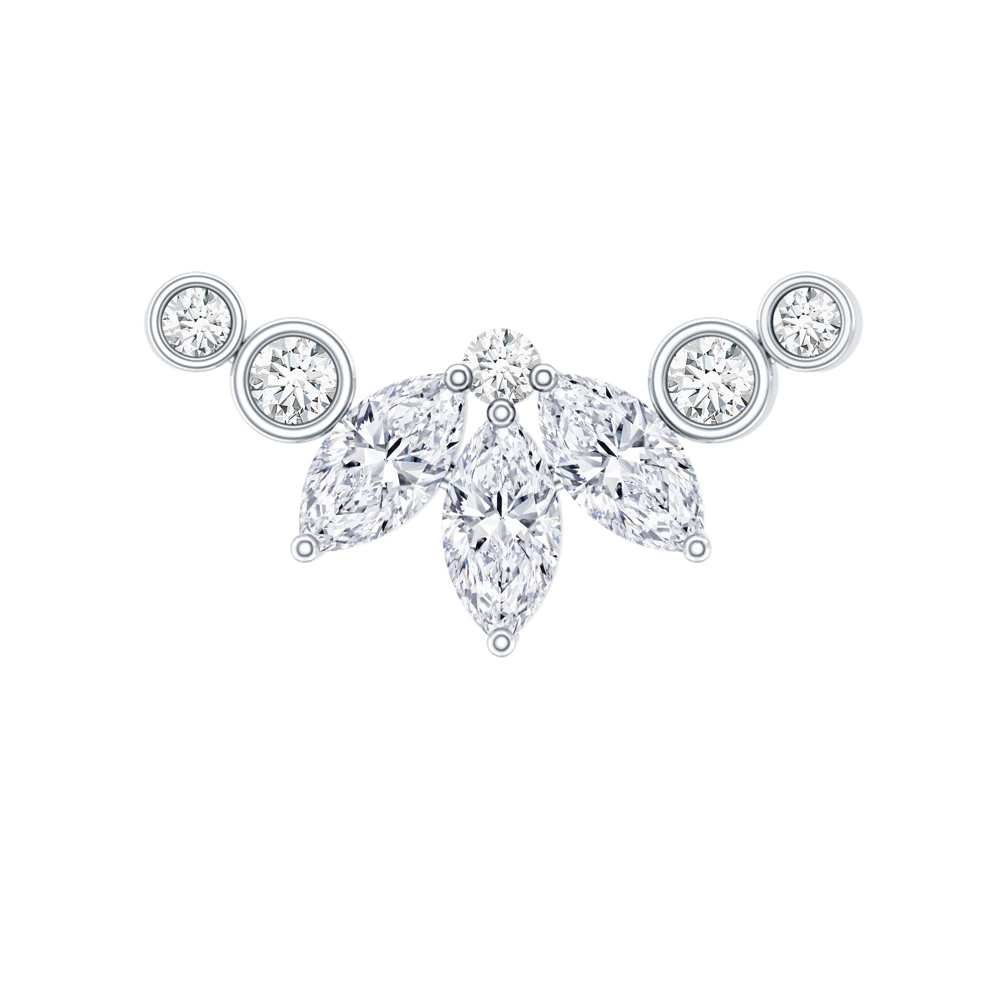 Marquise Moissanite Curved Crawler Earring for Helix Piercing D-VS1 - Rosec Jewels