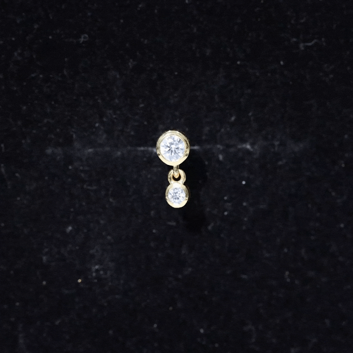 Certified Round Diamond Helix Drop Earring in Bezel Set Natural - ( HI-SI ) - Rosec Jewels