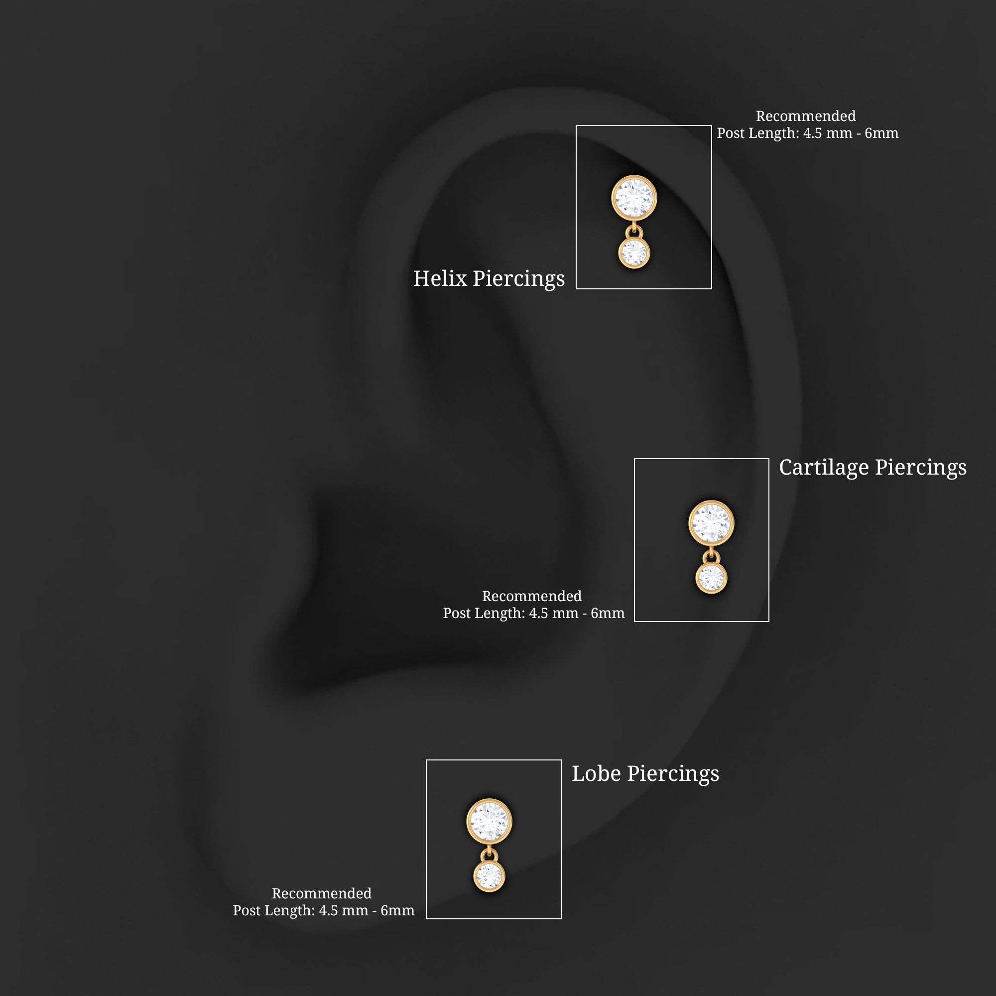 Certified Round Diamond Helix Drop Earring in Bezel Set Natural - ( HI-SI ) - Rosec Jewels