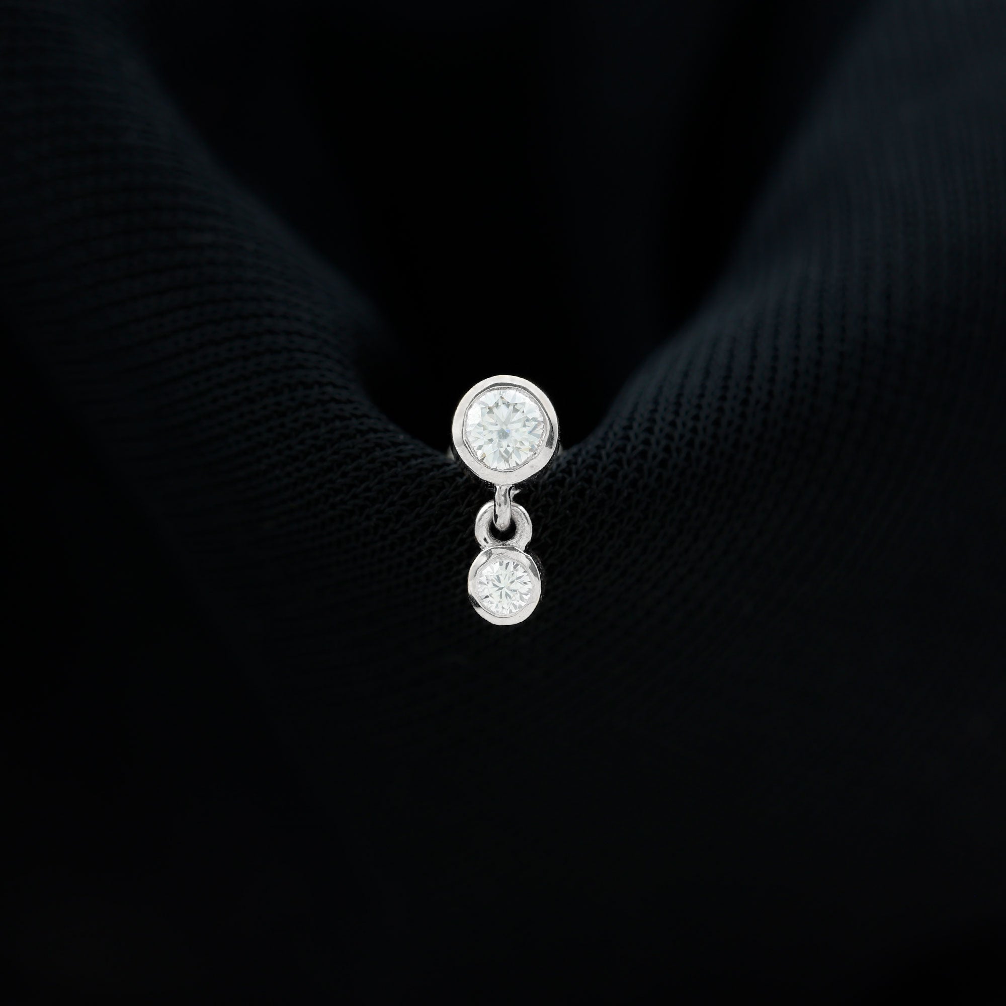 Certified Round Diamond Helix Drop Earring in Bezel Set Natural - ( HI-SI ) - Rosec Jewels