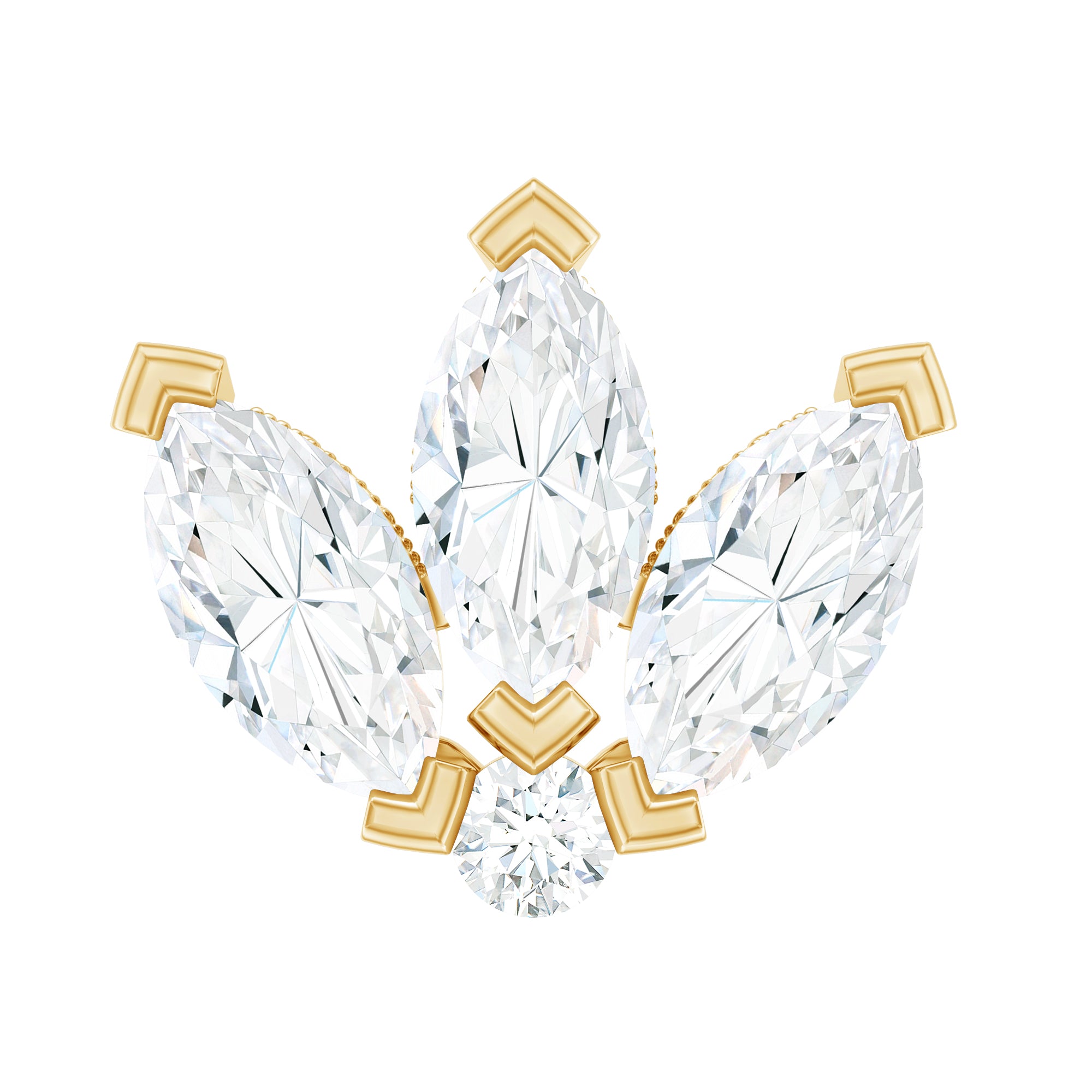 Certified Marquise Moissanite Lotus Flower Earring for Helix Piercing D-VS1 - Rosec Jewels