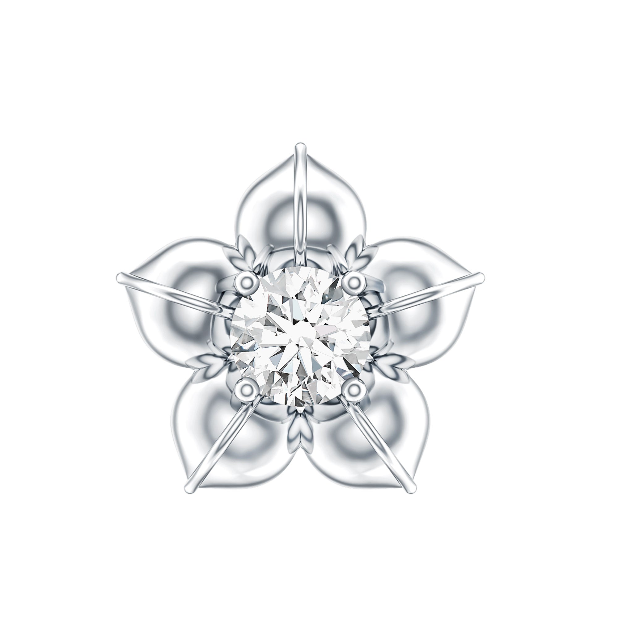 Round Moissanite Flower Earring for Helix Piercing D-VS1 - Rosec Jewels