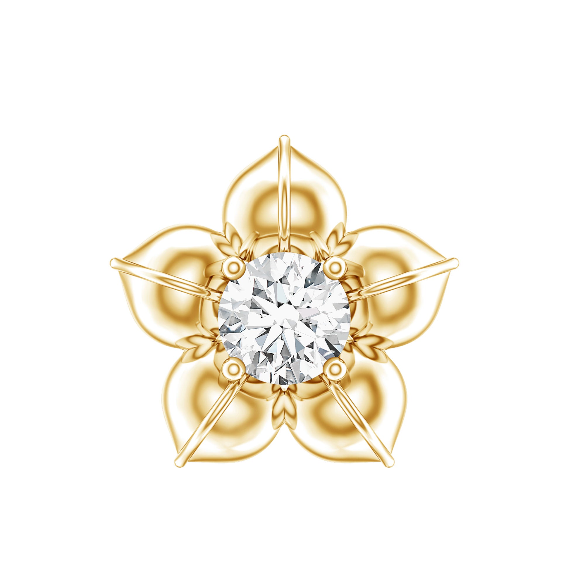 Round Moissanite Flower Earring for Helix Piercing D-VS1 - Rosec Jewels