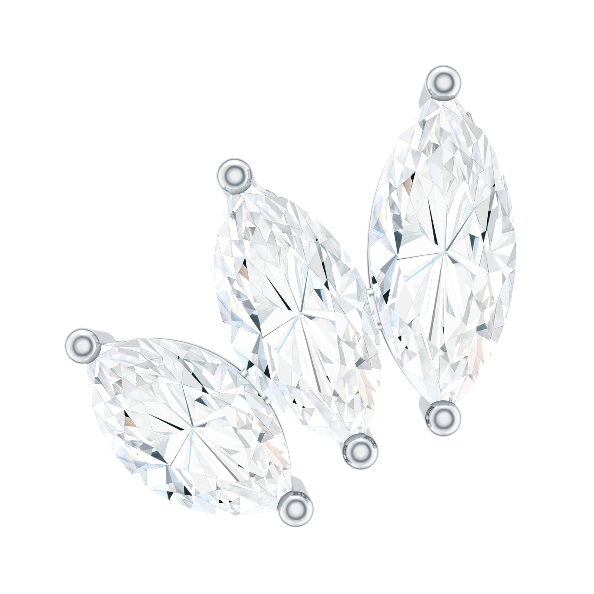 Natural Marquise Diamond Three Stone Helix Earring Natural - ( HI-SI ) - Rosec Jewels