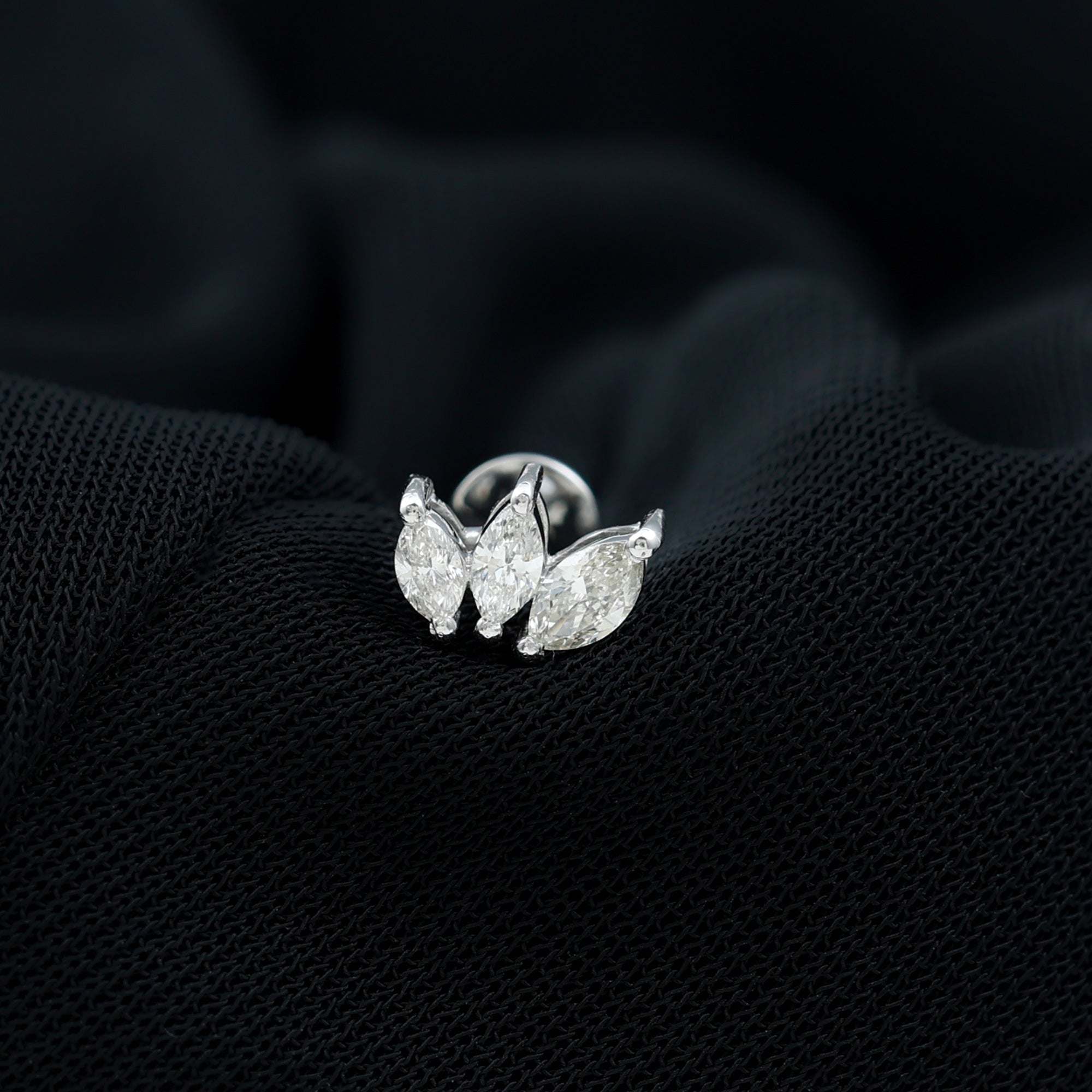 Natural Marquise Diamond Three Stone Helix Earring Natural - ( HI-SI ) - Rosec Jewels