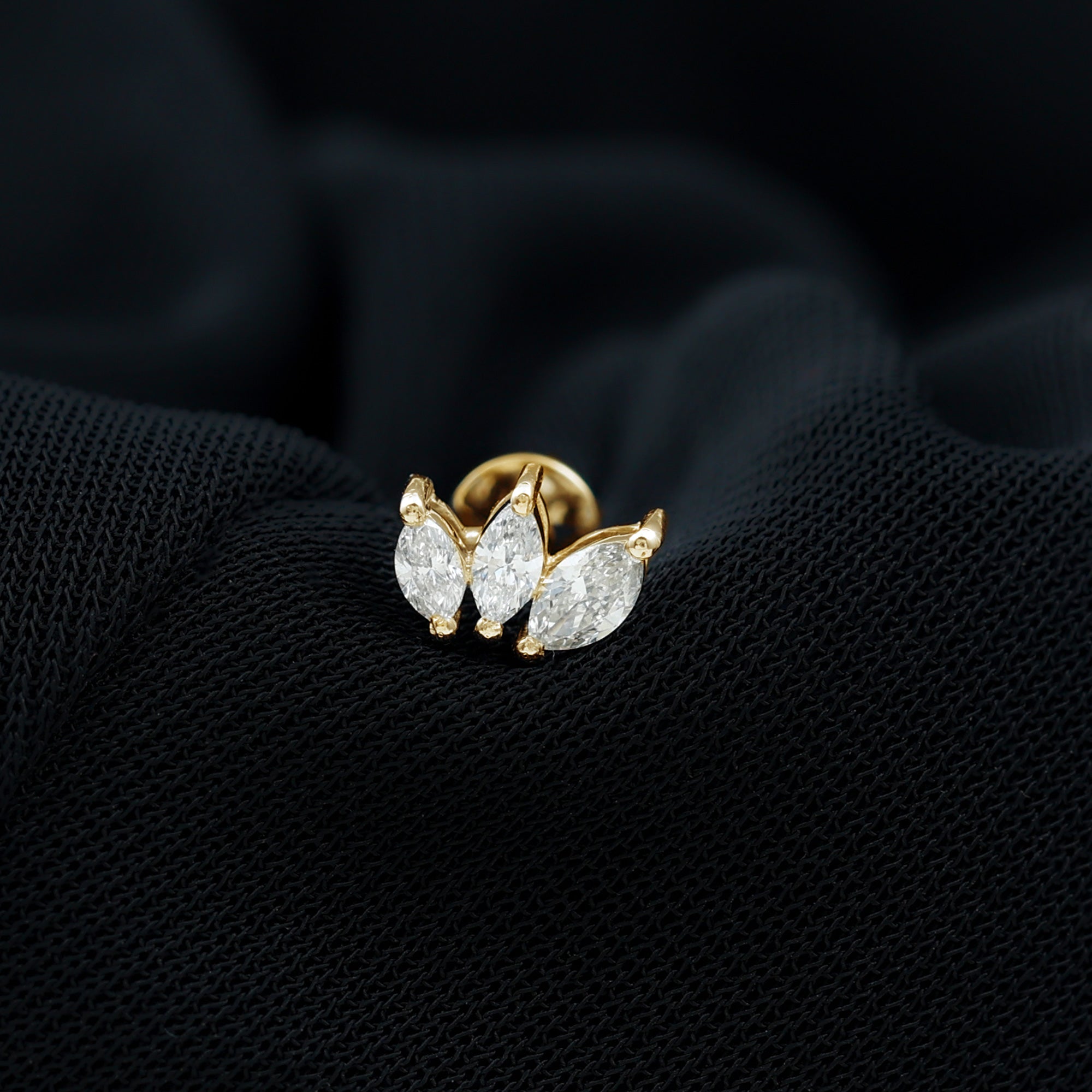 Natural Marquise Diamond Three Stone Helix Earring Natural - ( HI-SI ) - Rosec Jewels