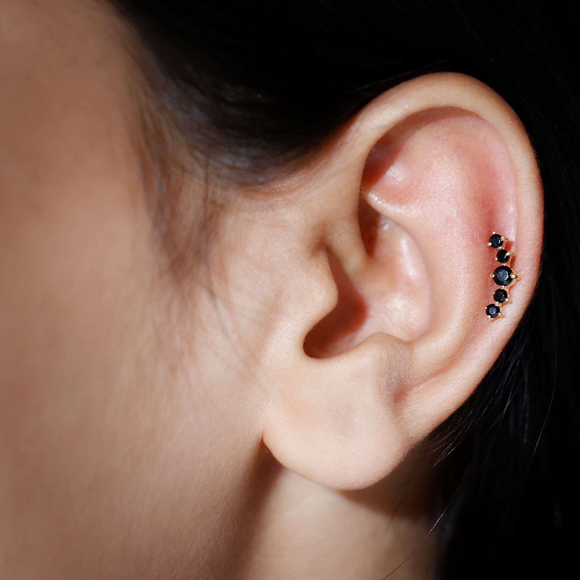 Graduated Style Black Onyx Crawler Earring AAA - Rosec Jewels