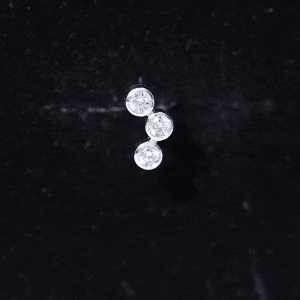 Bezel Set Moissanite Three Stone Crawler Earring D-VS1 - Rosec Jewels