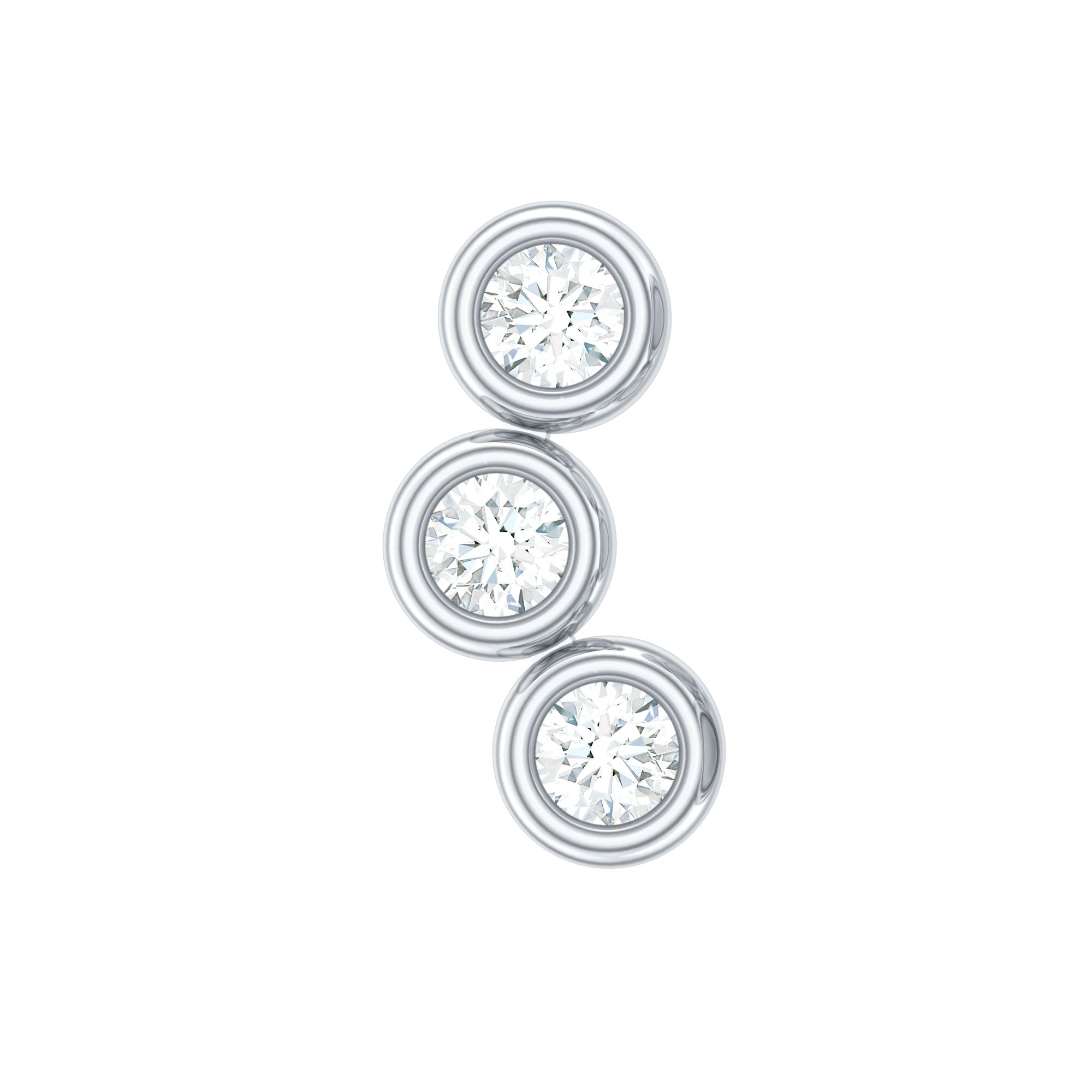 Bezel Set Moissanite Three Stone Crawler Earring D-VS1 - Rosec Jewels