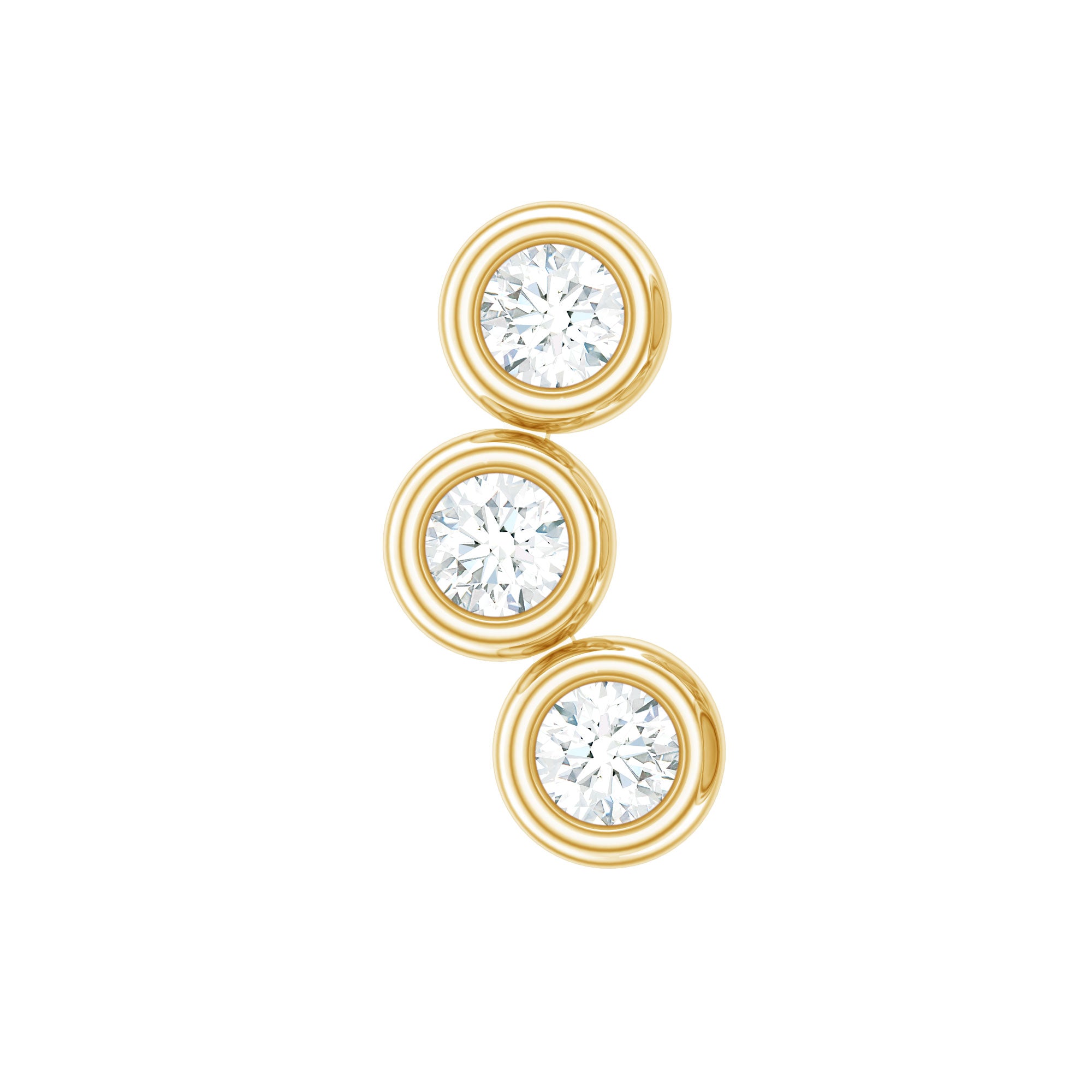 Bezel Set Moissanite Three Stone Crawler Earring D-VS1 - Rosec Jewels