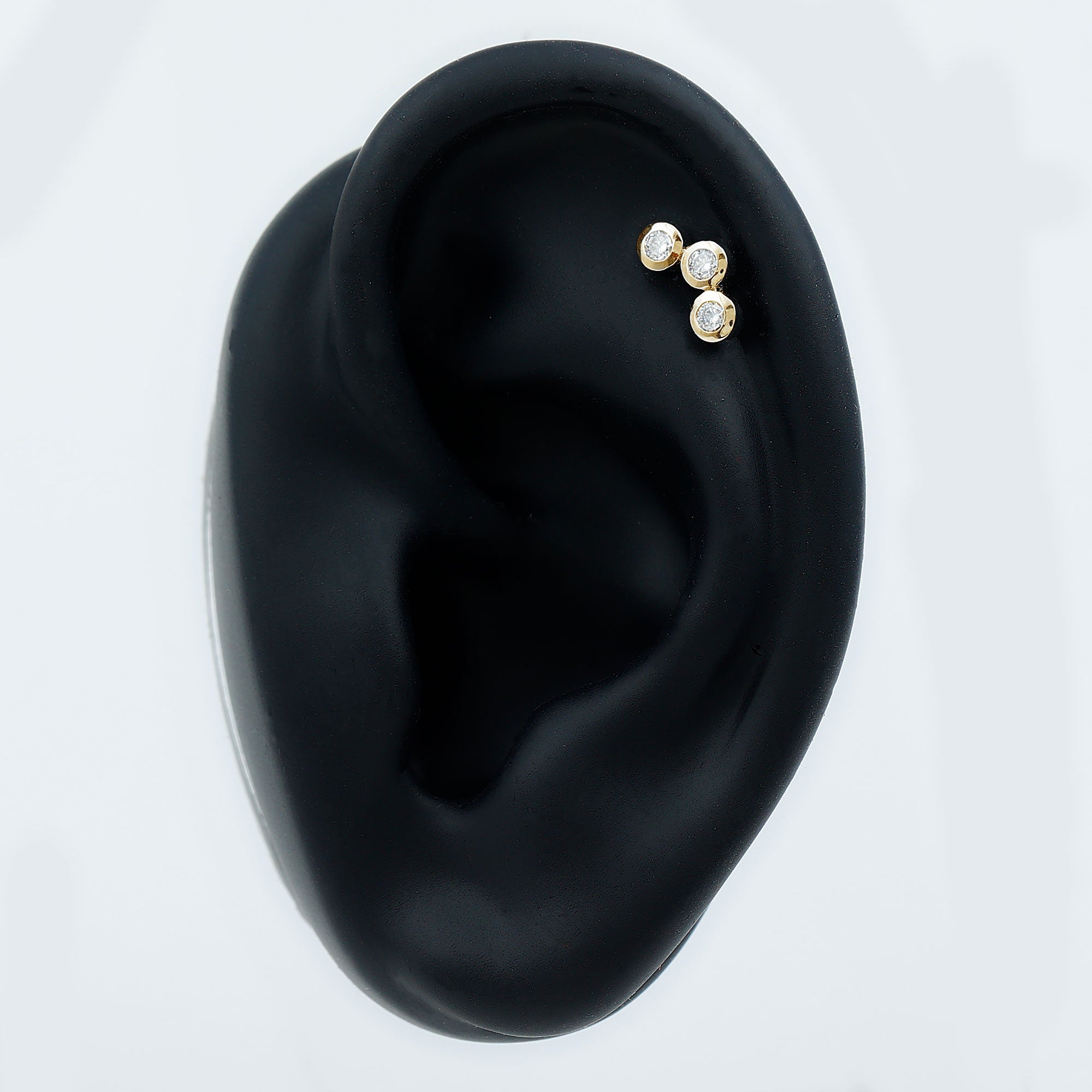 Bezel Set Moissanite Three Stone Crawler Earring D-VS1 - Rosec Jewels
