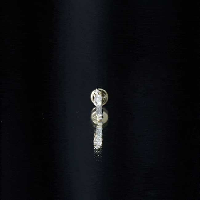 Genuine Diamond Three Stone Bar Tragus Earring Natural - ( HI-SI ) - Rosec Jewels