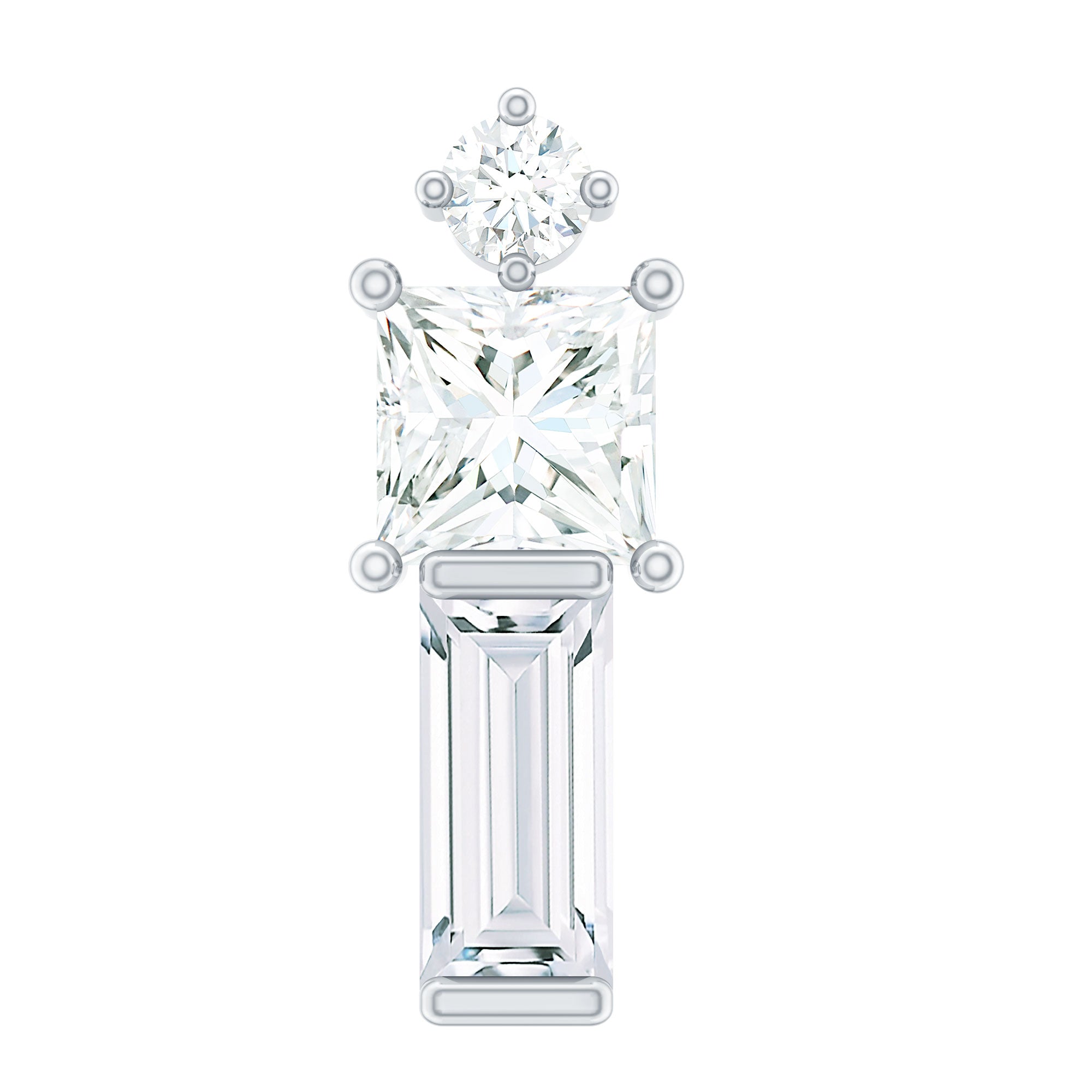Genuine Diamond Three Stone Bar Tragus Earring Natural - ( HI-SI ) - Rosec Jewels