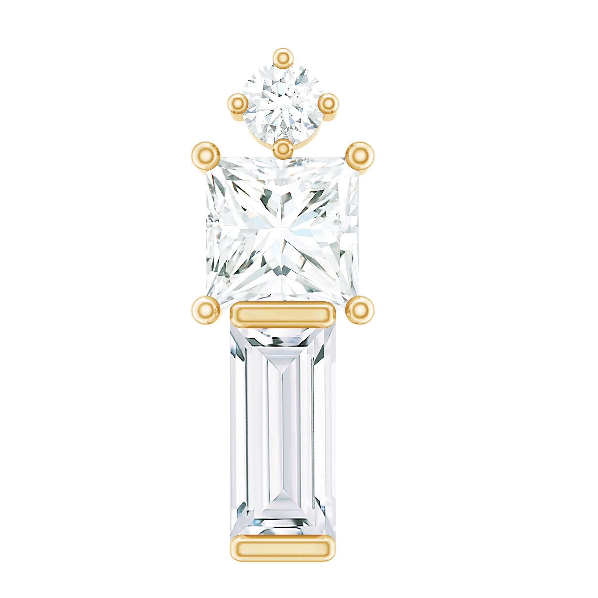 Genuine Diamond Three Stone Bar Tragus Earring Natural - ( HI-SI ) - Rosec Jewels