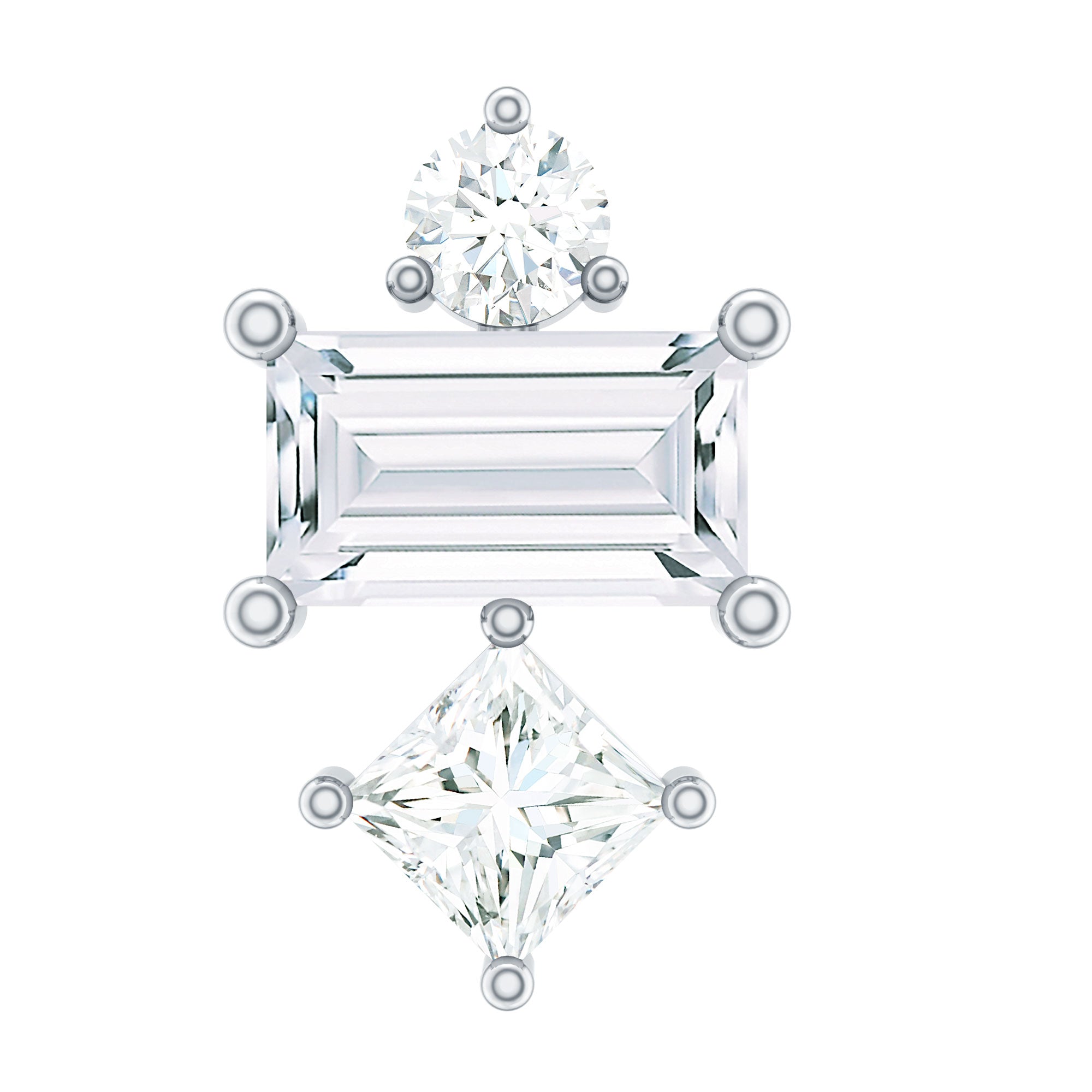 Unique Moissanite Tragus Earring with Flat Back D-VS1 - Rosec Jewels