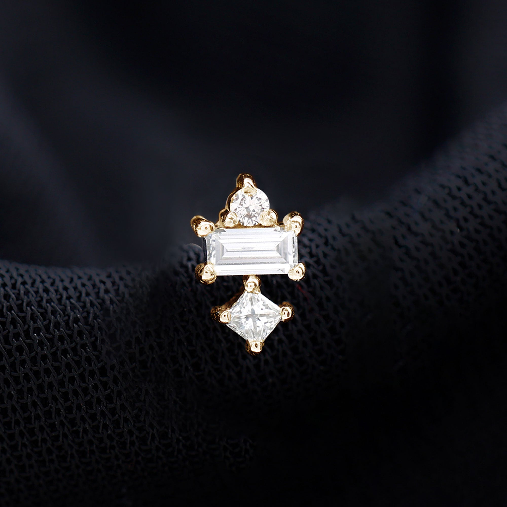 Unique Moissanite Tragus Earring with Flat Back D-VS1 - Rosec Jewels